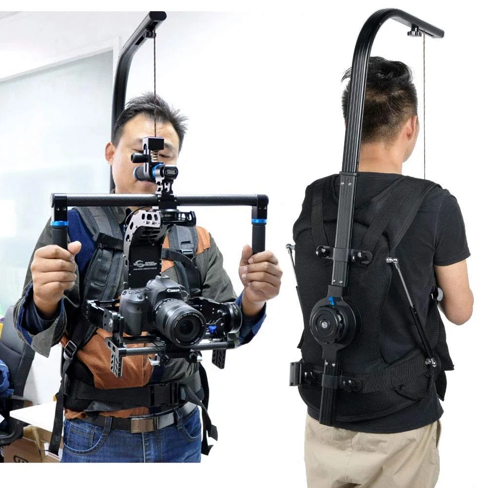3-18kg Gimbal Vest Rig, Caméscope Caméscope avec Amortisseur de Choc pour Gilet de Soutien avec stabilisateur de Bras, Dispositif de Prise de Vue Stable réglable avec Sac de Rangement, Noir