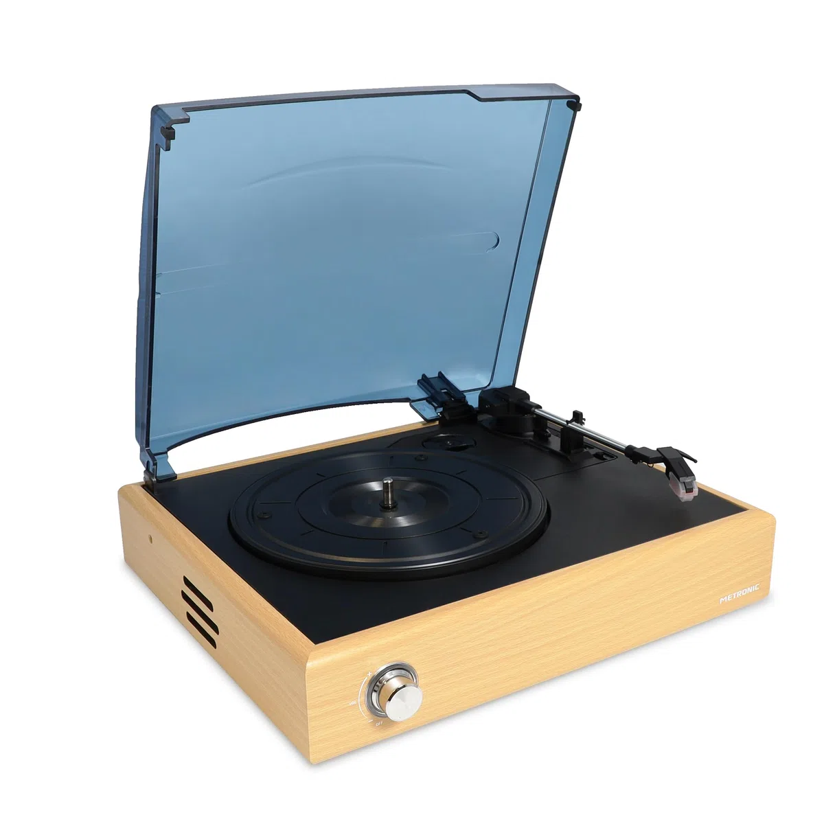Metronic Platine Vinyle Bluetooth Vintage, Tourne Disque à 3 Vitesses 33, 45 et 78 Tours, Haut-Parleurs Intégrés, Finition Bois - 477360