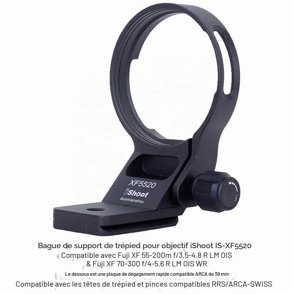 iShoot Anneau de Montage pour Trépied Bague Collier d'Objectif Compatible avec Fuji XF 70-300 f/4-5.6 R LM OIS WR Fujifilm XF 55-200mm f/3.5-4.8 R LM OIS, Support Plaque de dégagement Rapide Arca Fit