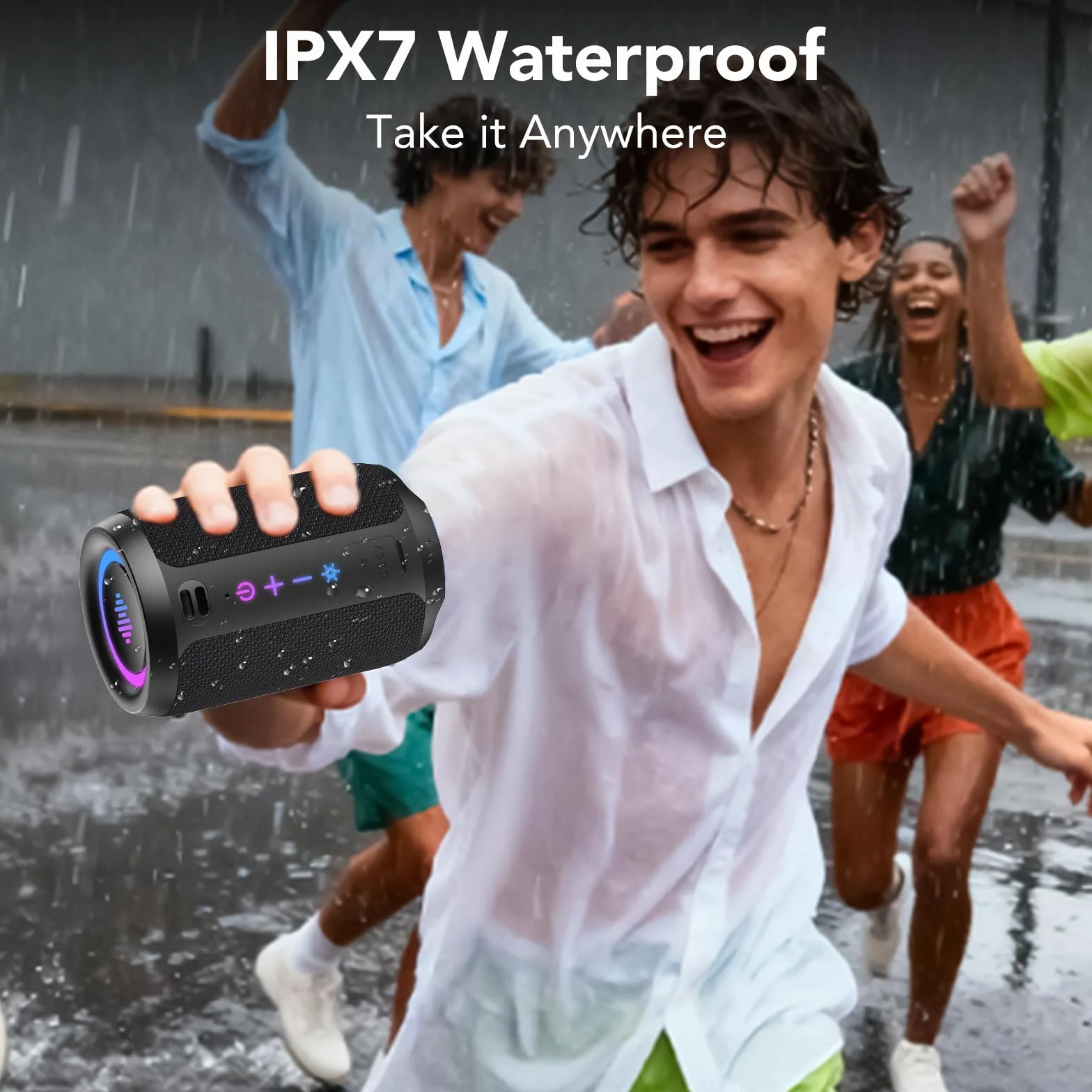 Enceinte Bluetooth 15W Puissante Bluetooth 5.4 IPX7 Autonomie 12 Heures Stéréo Surround Sport Extérieur