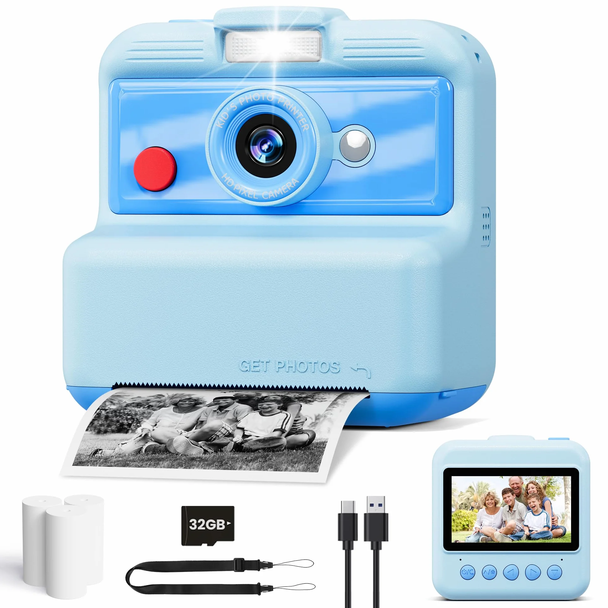 CAMCLID Appareil Photo Instantané Enfants 48MP 2,5K UHD avec Carte 32GB