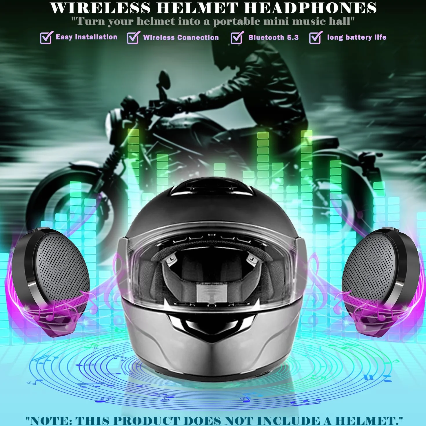 Intercom sans Fil Moto, Installé à L'intérieur du Casque, avec Télécommande sans Fil, sans Bruit de Vent, Longue Autonomie, Idéal pour la Moto, Le Ski et Le Vélo