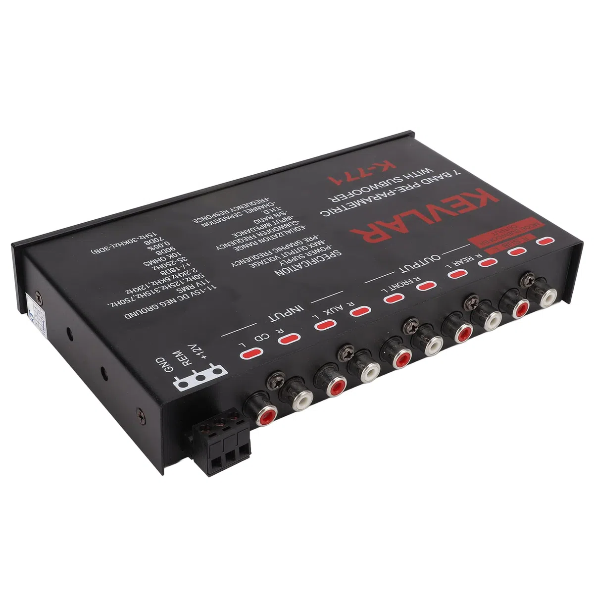 Haut-parleur Coaxial KIMISS, égaliseur Graphique Audio de Voiture Passe-bas Universel Réglage du Gain Variable à 7 Bandes Égaliseur D'entrée de Haut Niveau pour Système Stéréo
