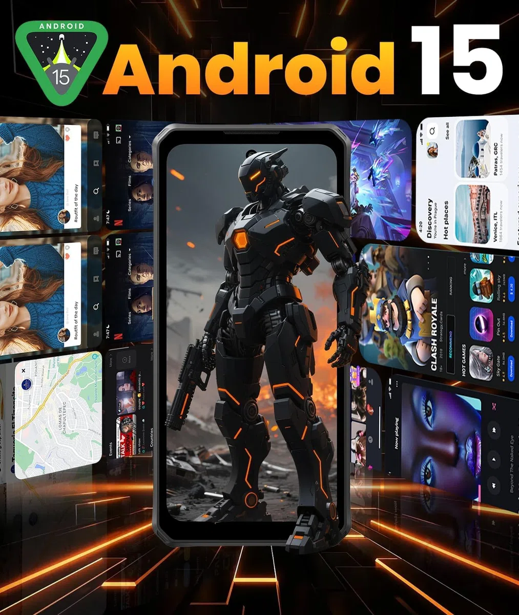 FOSSiBOT F114-28GO+256GO/2To+ écran 120 Hz Telephone Incassable Android 15 6.67''Gorilla Glass, 10.8mm Smartphone incassable léger, 50MP AI Caméra,5000mAh Telephone Portable, IP68/IP69K/NFC/4G | 10,8 mm/216 g léger