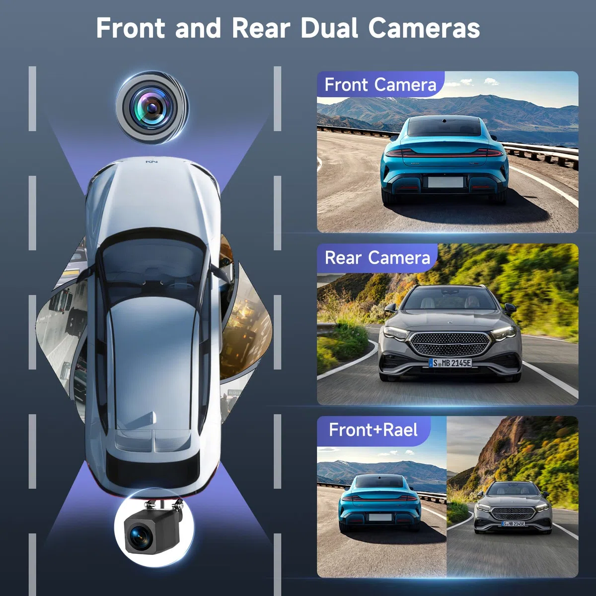 9.66‘’ 4K+1080P Dashcam Rétroviseur Wi-FI et Contrôle par Application,Carte TF 64 Go, Détection de Gravité, Surveillance du Stationnement, Assistance à la Marche Arrière, Enregistrement en Boucle