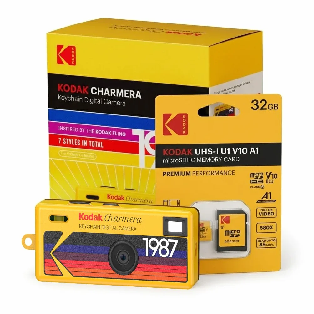 Kodak Charmera - Porte-clés avec appareil photo numérique (boîte aveugle de style aléatoire, appareil unique) avec pack de carte mémoire de 32 Go (2 articles)