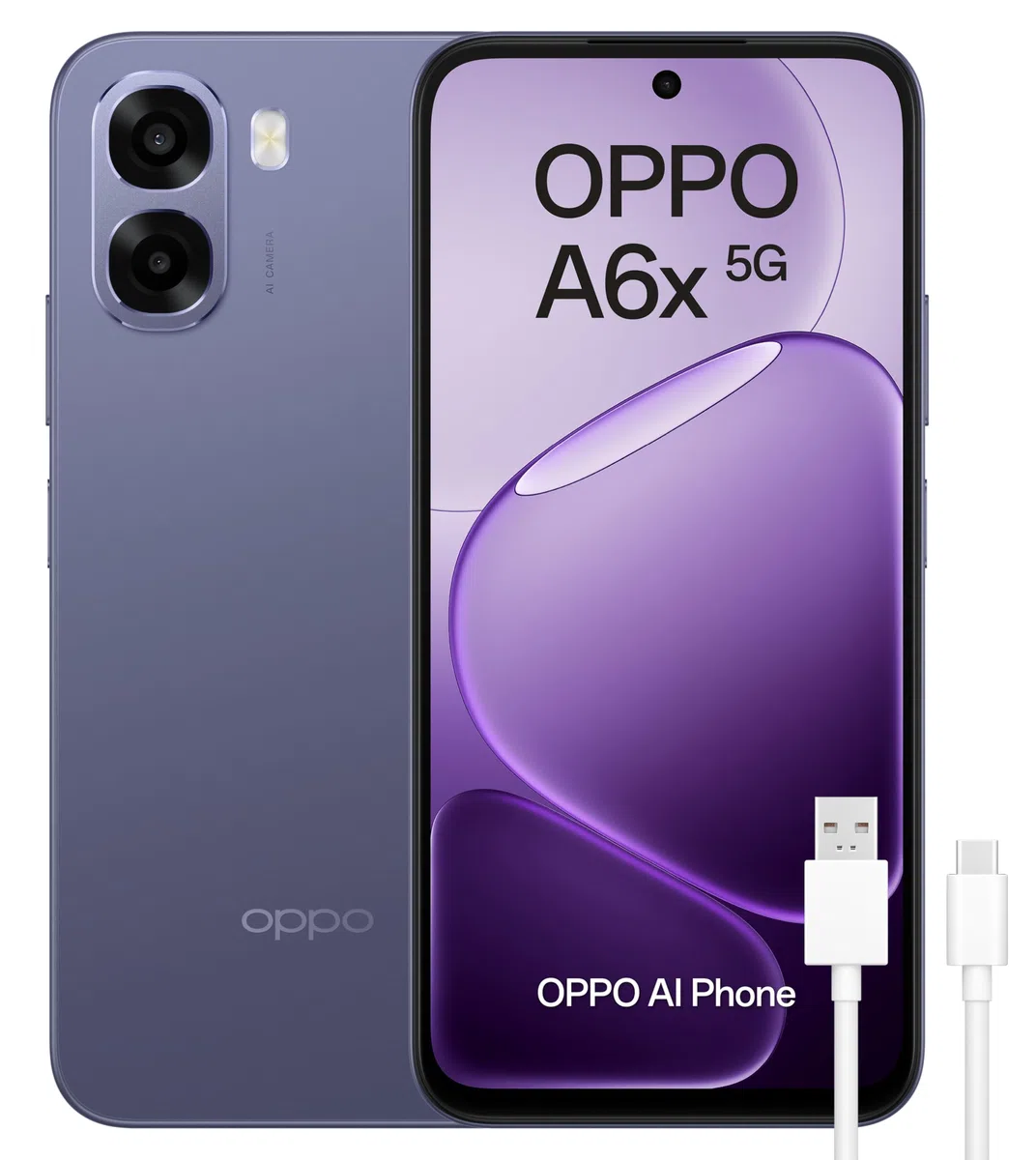 OPPO A6x 5G Smartphone débloqué avec IA, 6 Go RAM + 256 Go, batterie 6100 mAh, écran LCD HD+ 120 Hz, IP64, appareil photo 50 MP AI, double SIM, version espagnole - noir