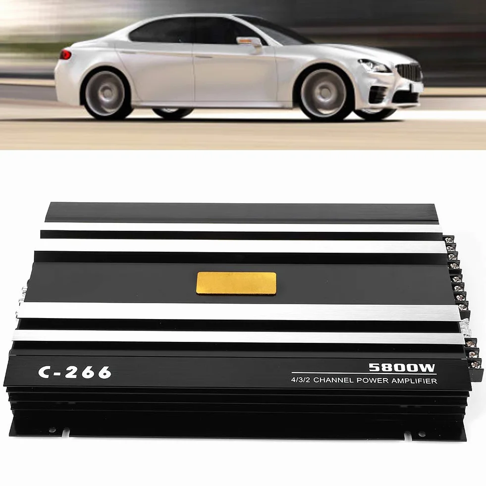 Qiilu Amplificateur Audio stéréo de Voiture, 12V 5800W Universel Voiture Camion amplificateur Audio stéréo amplificateur de Puissance de Haut-Parleur