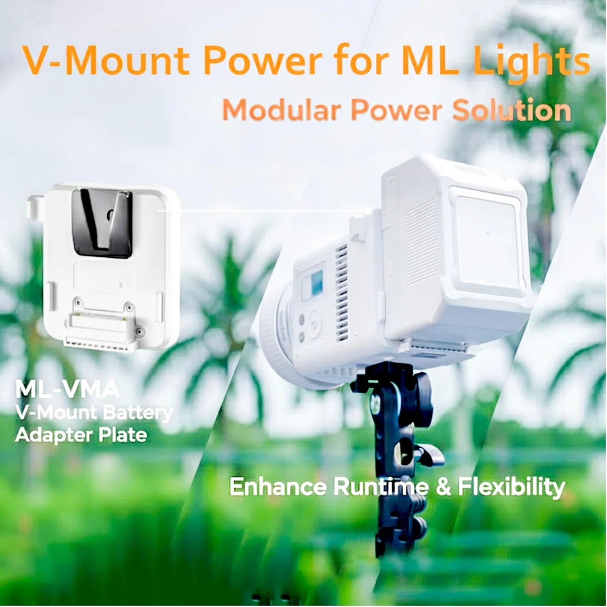 Godox ML-VMA V-Mount Plaque d'adaptateur de batterie compatible avec les lampes vidéo LED Godox ML150Bi et ML80Bi permettant une alimentation sans fil stable pour les enregistrements en studio et en