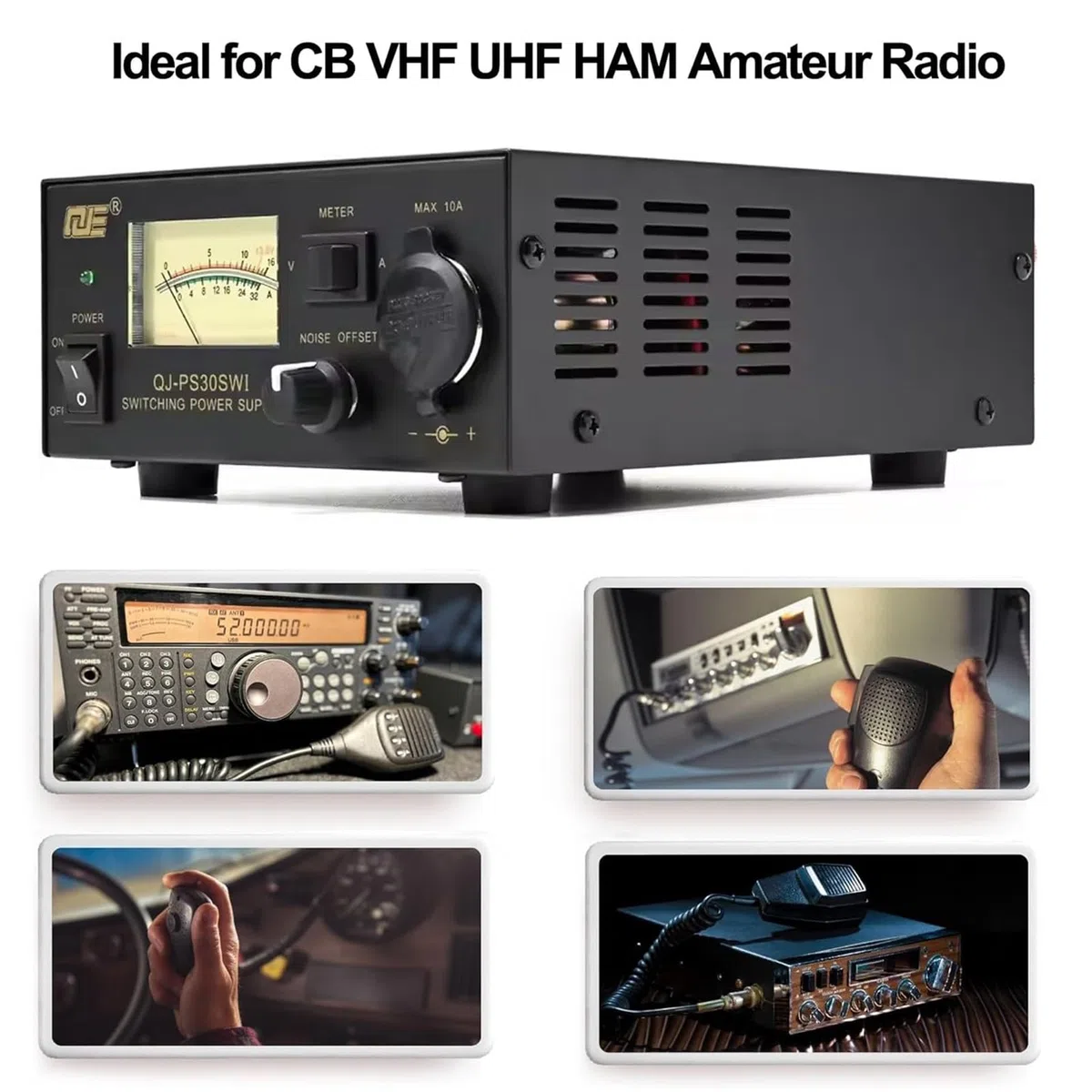 Alimentation de Table 13,8 V 30 A, Alimentation à découpage régulée pour Radio Amateur, Compteur analogique rétro avec rétroéclairage, Contrôle du décalage du Bruit