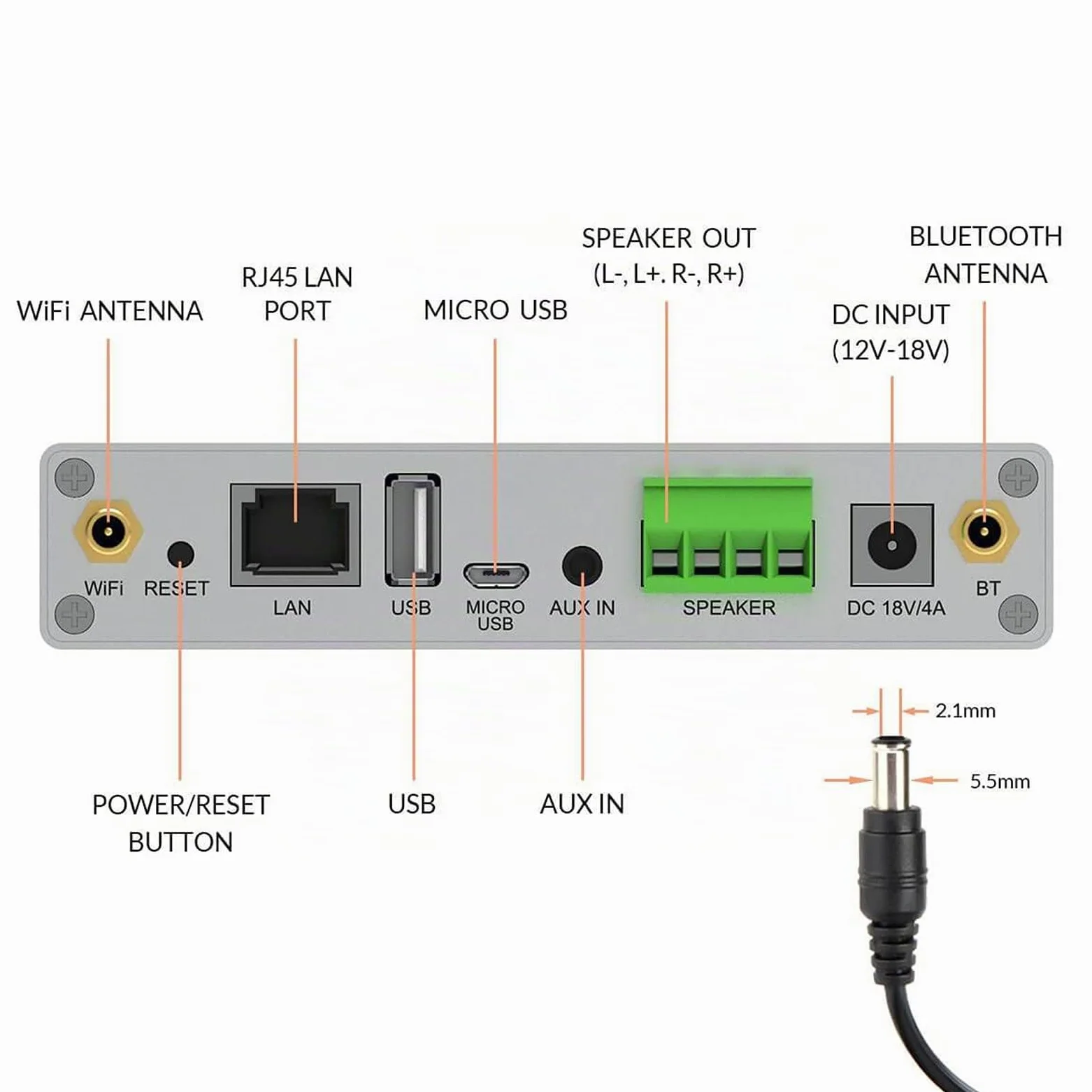 Arylic A30+ WiFi & Bluetooth 5.0 Mini Carte Amplificateur Stéréo Bluetooth et AirPlay 2.0 pour Home Audio, Multiroom Digital Audio Speaker Amp.