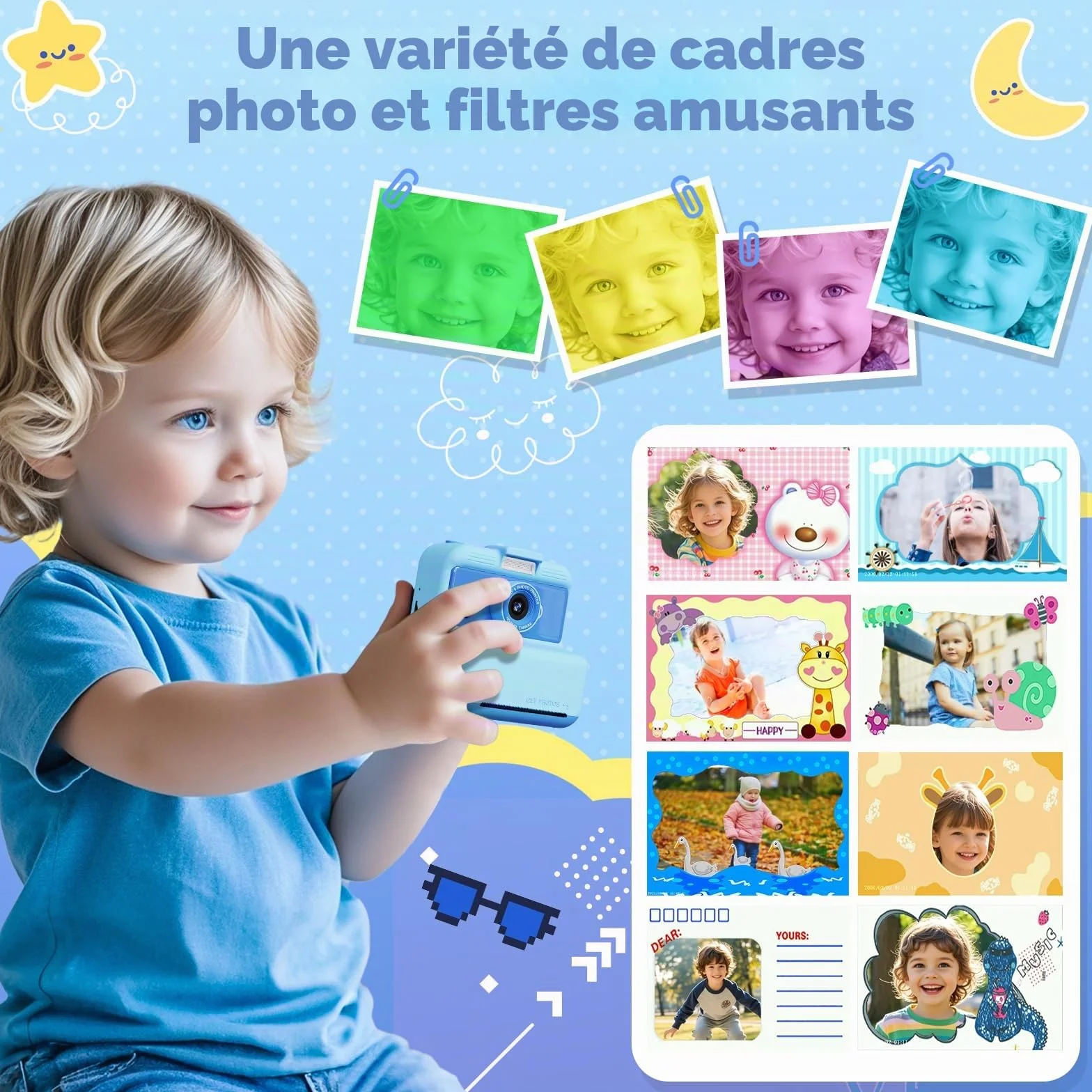 CAMCLID Appareil Photo Instantané Enfants 48MP 2,5K UHD avec Carte 32GB