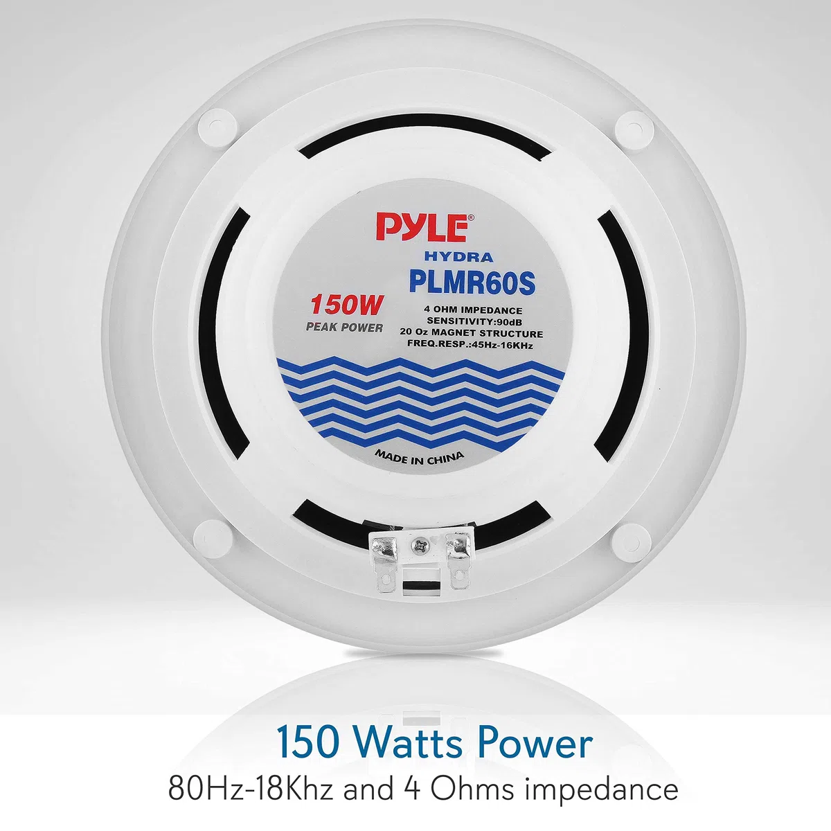 Enceintes marines doubles Pyle 6,5" - Système audio stéréo extérieur 2 voies étanche et résistant aux intempéries avec 150 watts de puissance, cône en polypropylène et contour en tissu