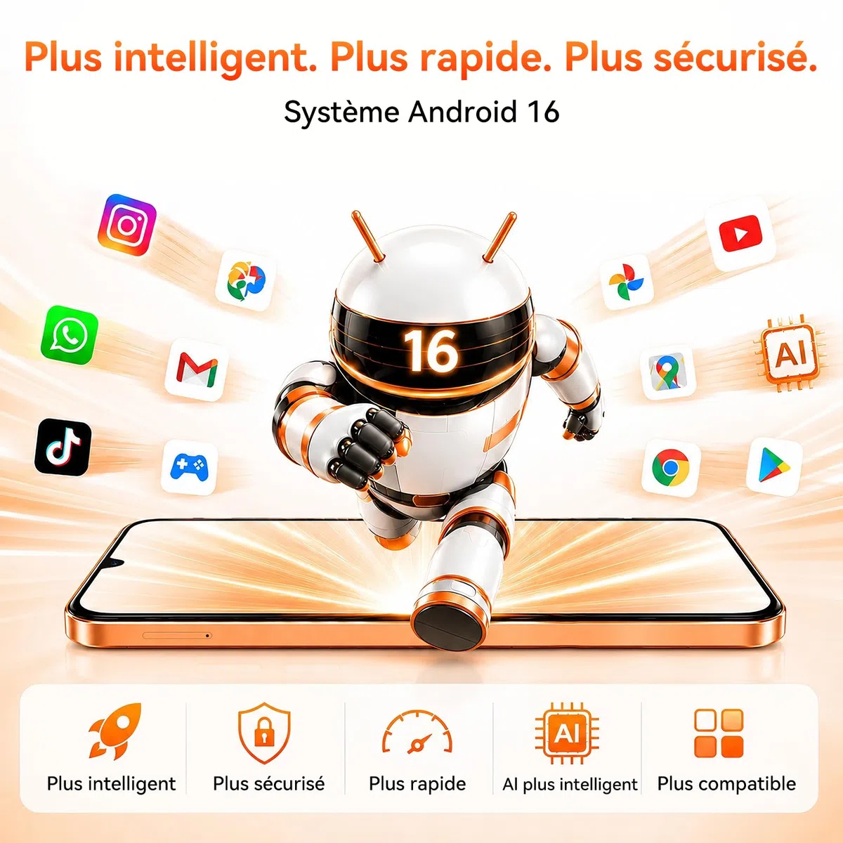 Blackview Wave 10C Telephone Portable 6,88" HD+, Smartphone Android 16, 16+32Go (ext 1To), Double SIM, 5000mAh, 32+13MP, Face ID/GPS/OTG, Compatible Orange, SFR, Bouygues, Free Mobile – Noir