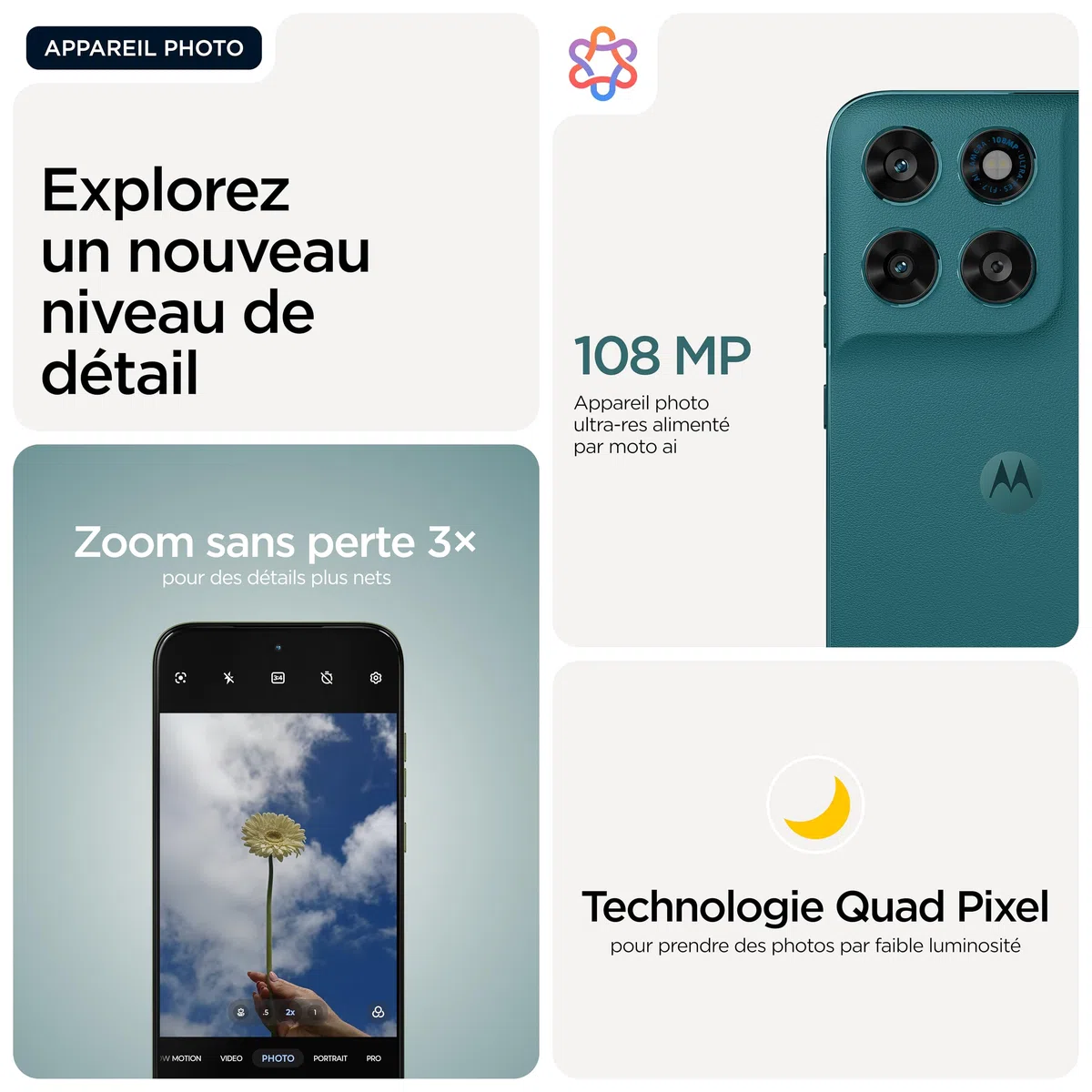 Motorola G77 8 256 5G, Pantone ShadedSpruce (Vert) | Triple capteur 108MP, écran 6,78" pOLED, batterie 5200 mAH