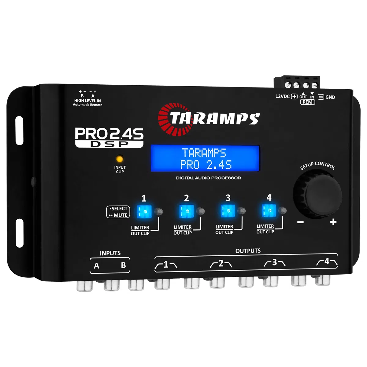 Taramps Pro 2.4S DSP Crossover Full Digital Signal Processeur et égaliseur avec séquenceur Égalisation Graphique 15 Bandes 12 prédéfinis EQ 2 canaux d'entrée et Sortie 4 canaux