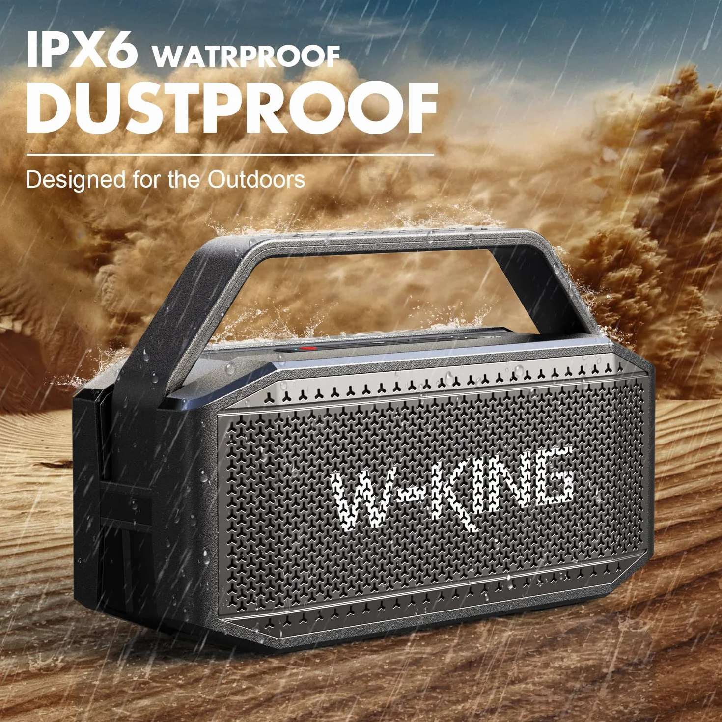 W-KING Enceinte Bluetooth Puissante, 60W(100W Peak) Portable Haut-Parleur Bluetooth étanche Chantier sans Fil, Basses Profondes/Batterie externe/appairage/40H/TF/AUX/EQ, Grand Fête Extérieur Boombox | 108dB Deep Bass, 60W Chantier Portable sans Fil Blueto