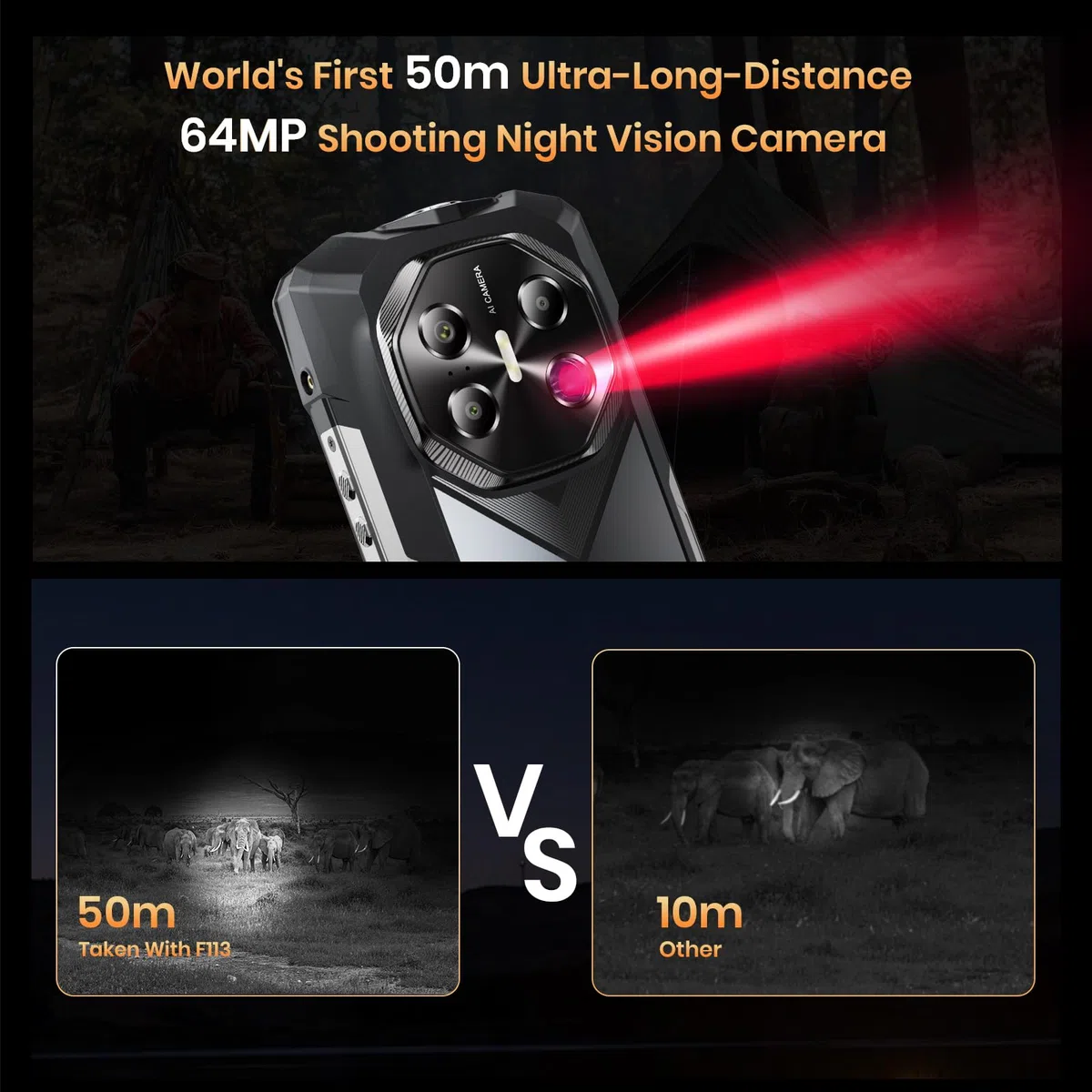 FOSSiBOT F113 5G Téléphone Portable Incassable Vision Nocturne 64MP, 20000mAh, 36Go+256Go, Smartphone Incassable Écran FHD+ 6,78" 120Hz, Android 15 Caméra 50MP Dual SIM IP68/IP69K/NFC/Face ID (Gris)