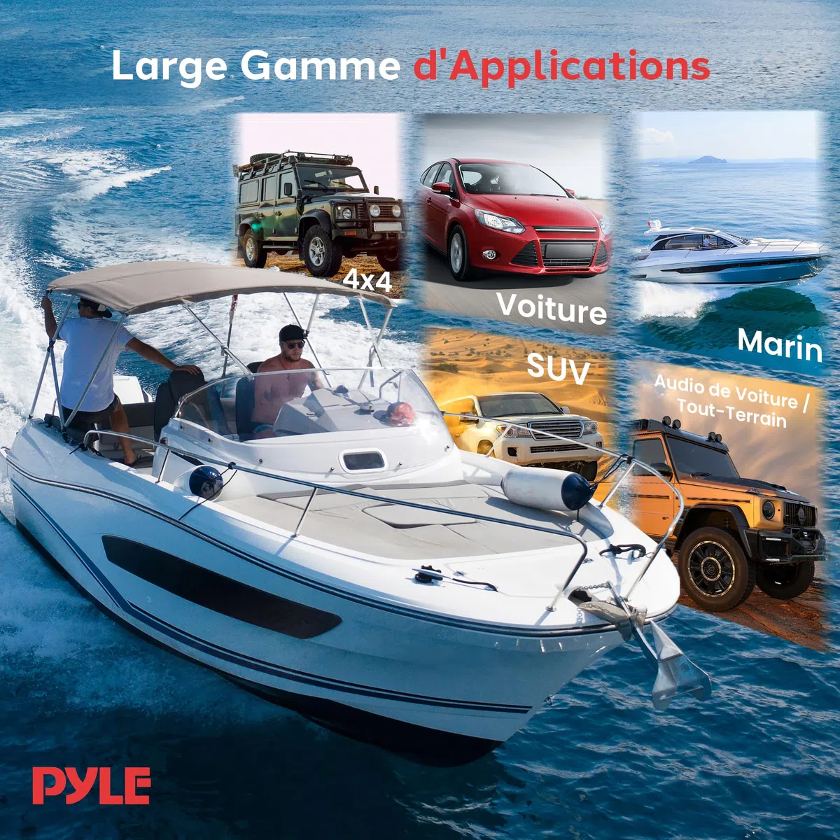 Pyle Haut-Parleurs Marines 6x9 Pouces - Système Audio Stéréo 2 Voies Résistant à l'eau et aux Intempéries avec Puissance de 260 Watts, Cones en Polycarbonate et Entourage en Tissu - 1 Paire