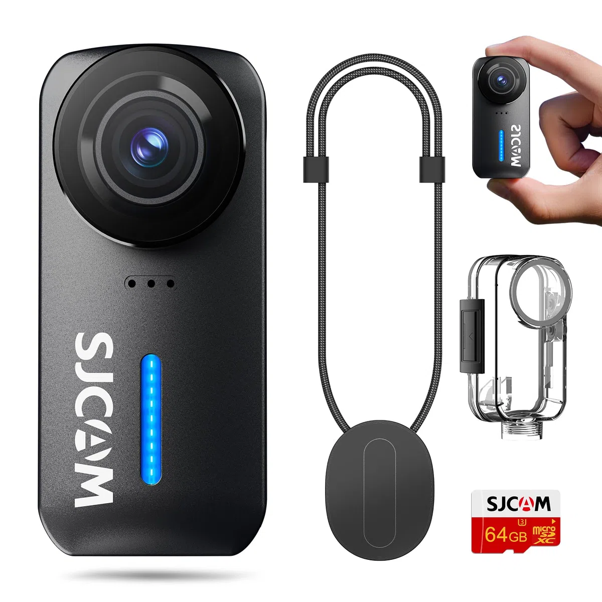 SJCAM C110 Plus Kit Magnétique,4K 20MP POV Mini Caméra Corporelle,64 Go caméra de vlog Portable,Stabilisation 6 Axes, 130 Min d'autonomie,étanche à 30 m, Zoom 8X, pour Le Cyclisme et Le Vlogging,Noir