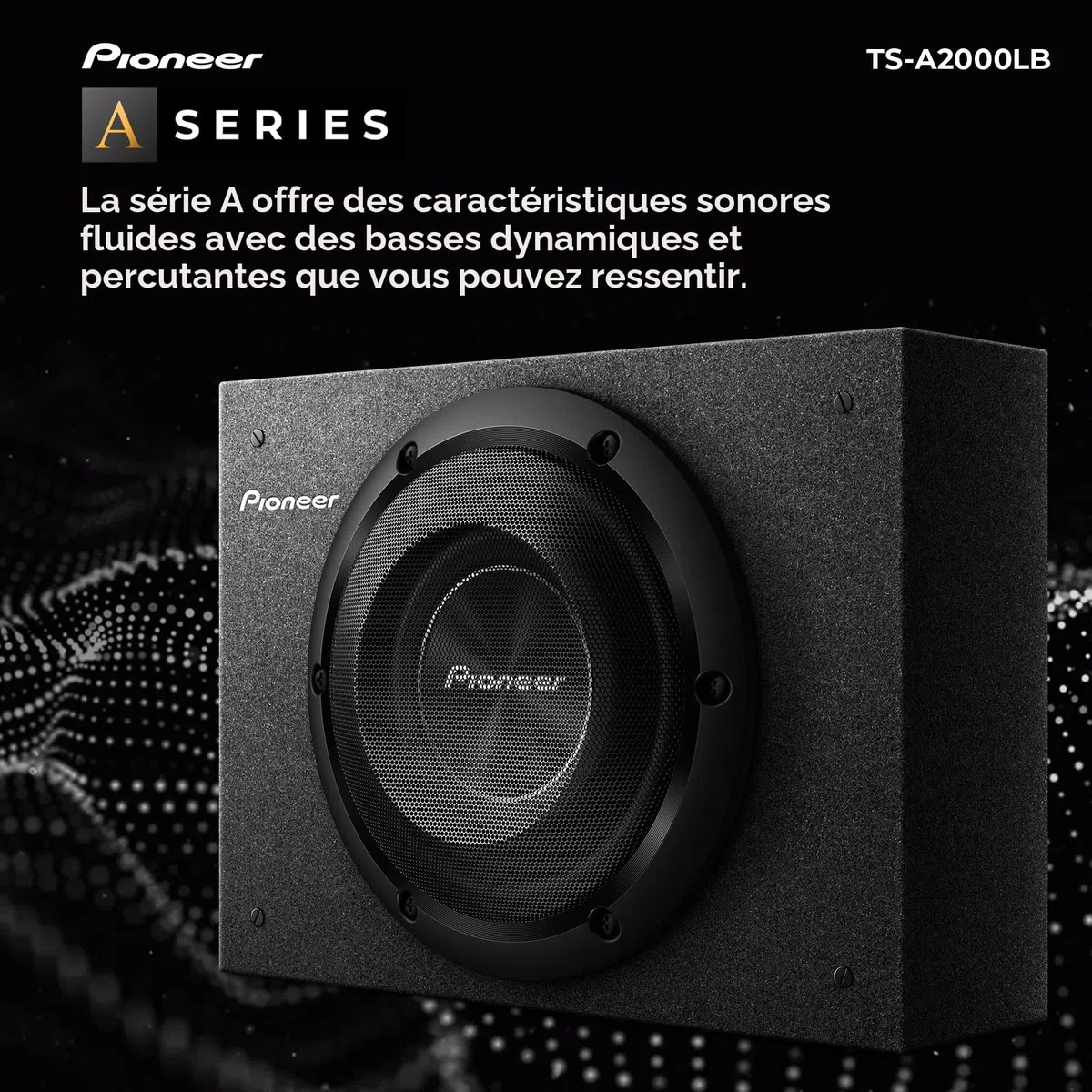 PIONEER TS-A2000LB Caisson de Basses Passif, boîtier Puissant avec Puissance maximale de 700 W, 20 cm, Membrane IMPP, Noir, Puissance de Sortie Continue 250 W