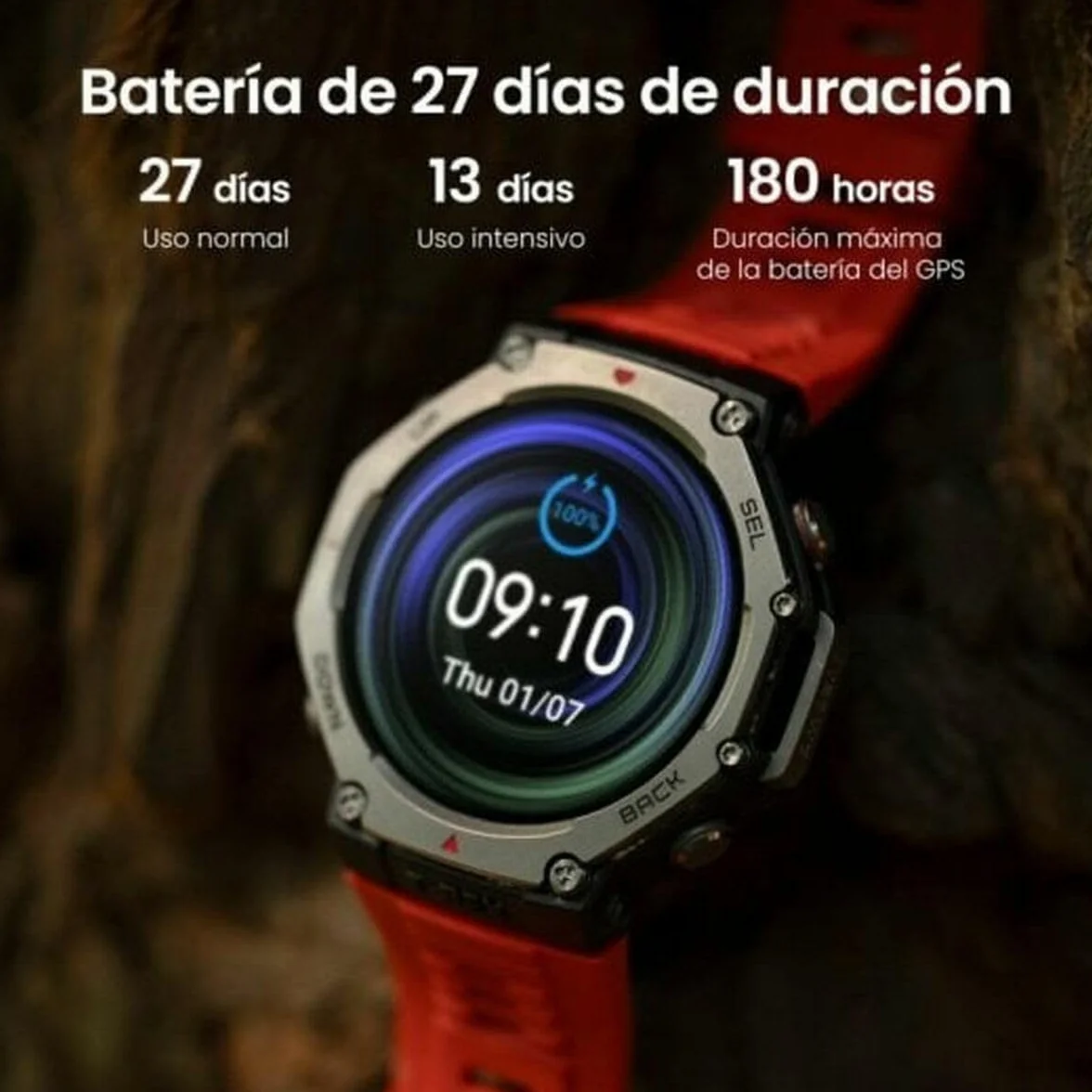 Amazfit T-Rex 3 Outdoor Smartwatch 48mm Écran AMOLED, Cartes et Navigation Hors Ligne, GPS Double Bande à 6 Systèmes Satellites, Autonomie de 27 Jours, Paiement NFC, 170 Modes Sportifs pour Aventure