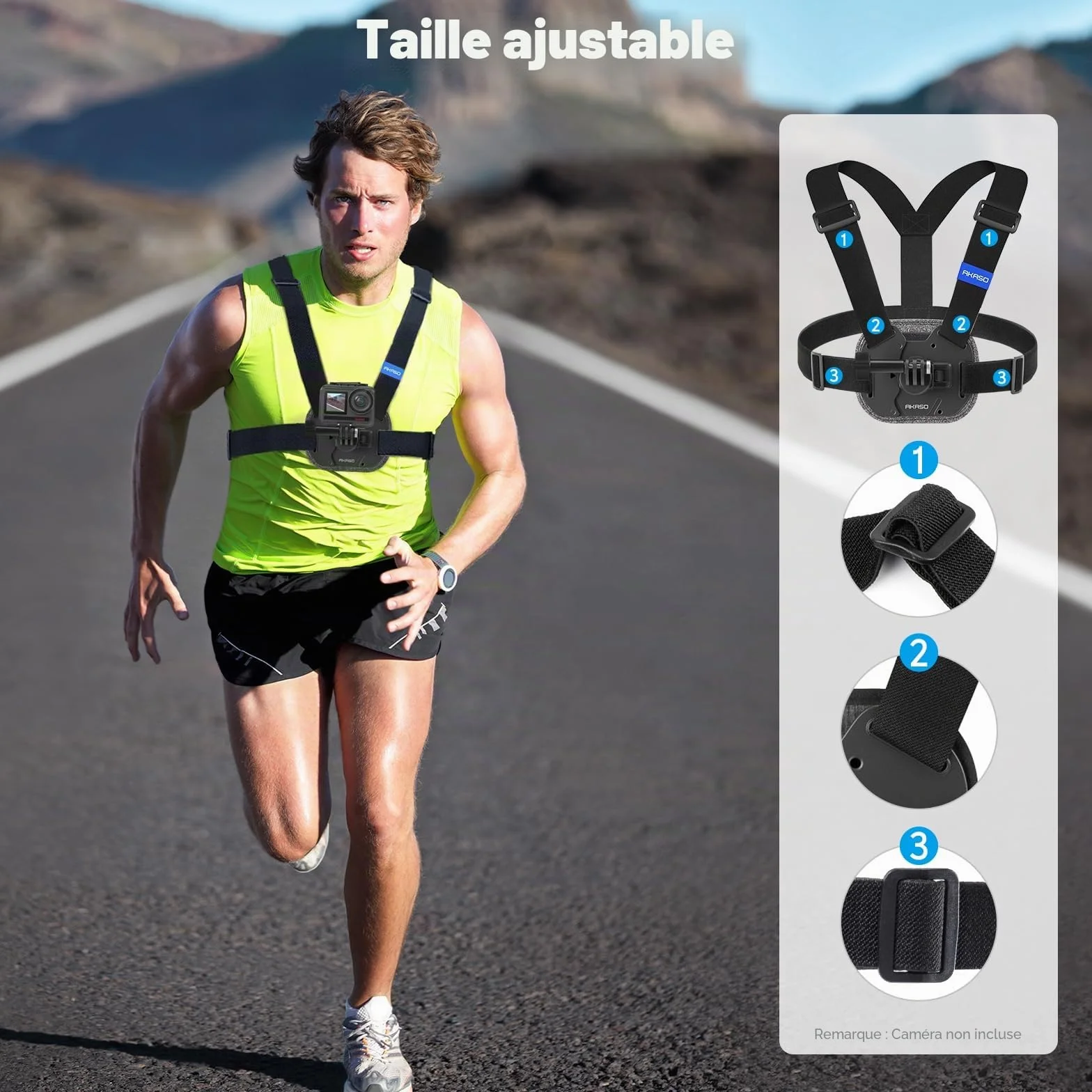 AKASO Harnais de Poitrine à Dégagement Rapide pour Caméras Sport EK7000, Brave 4, Brave 7, V50X