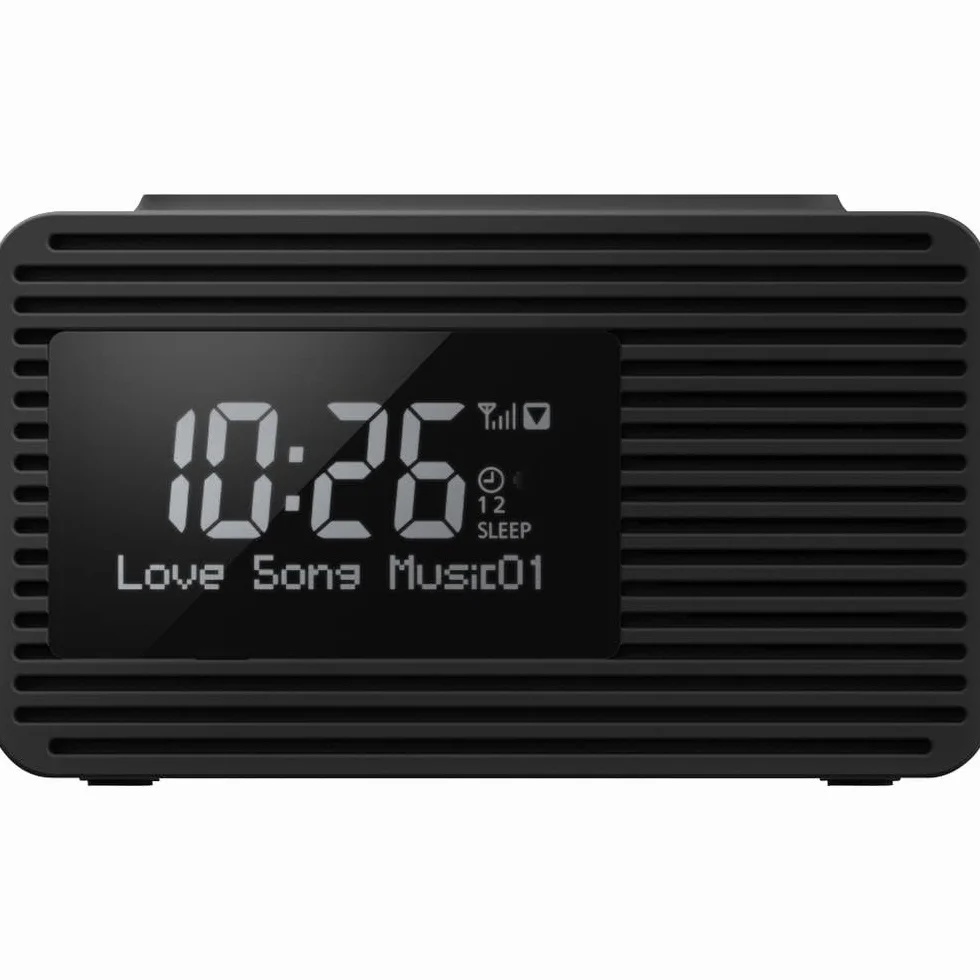 Panasonic Radio-réveil DAB/FM RC-D8EG-K I Fréquences : FM/DAB/DAB+ 1W USB Horloge Fonctionne sur secteur ou piles Fonction préréglage Fonction double alarme Ecran LCD noir - Version Française