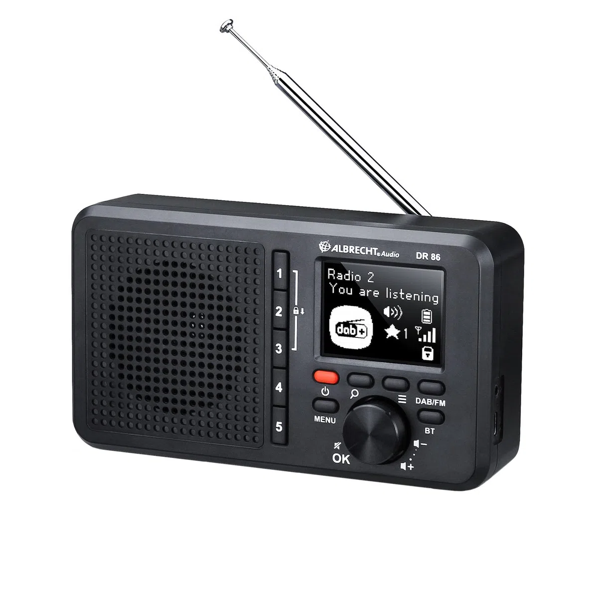 Albrecht DR 86-27861 - Petite Radio pour Personnes âgées - Dab+/FM - Streaming de Musique - Batterie intégrée de 2200 mAh - Transparent