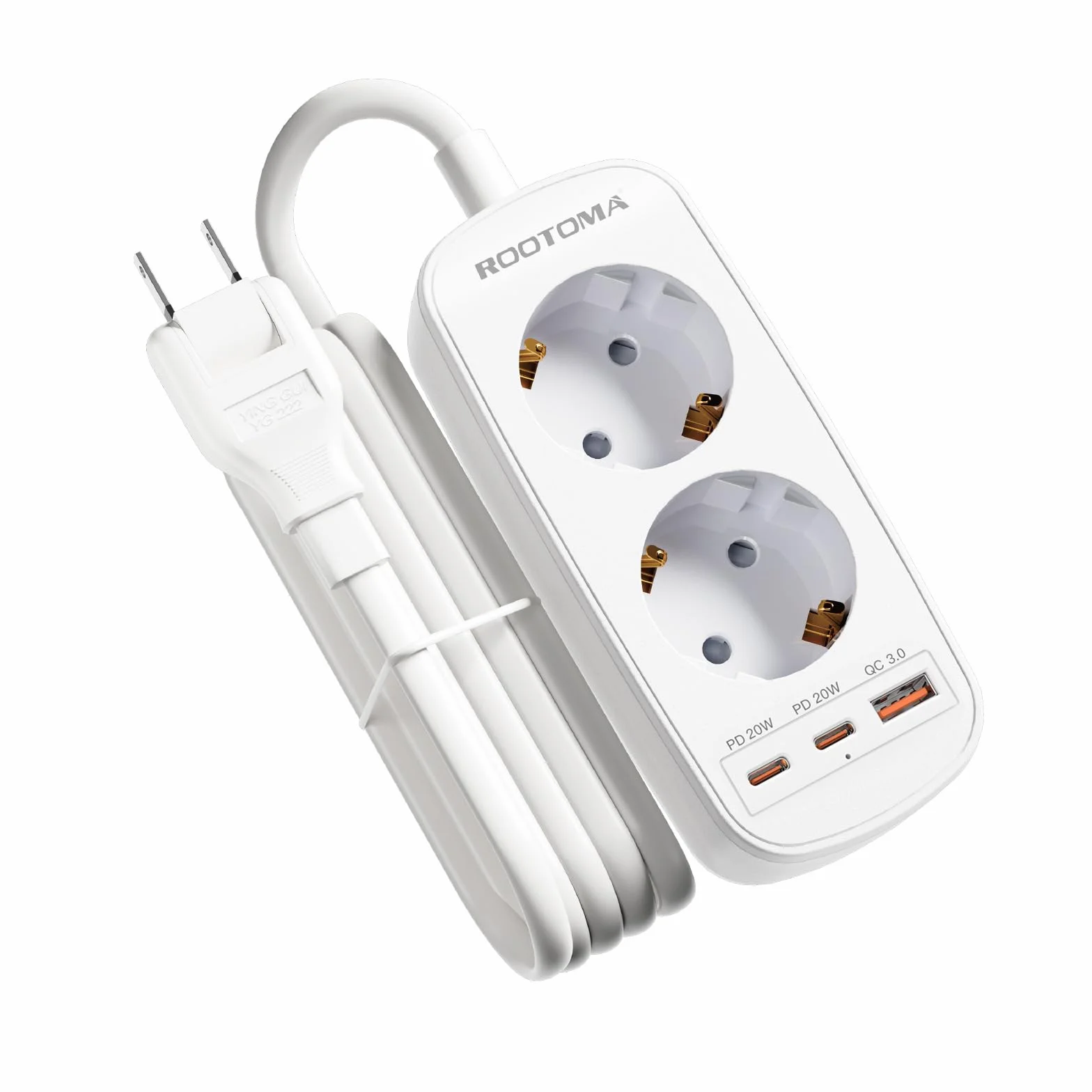 Adaptateur Prise Japon 5 en 1 avec 3 USB PD20W QC3.0 Double Prise Type A 1.5M Câble