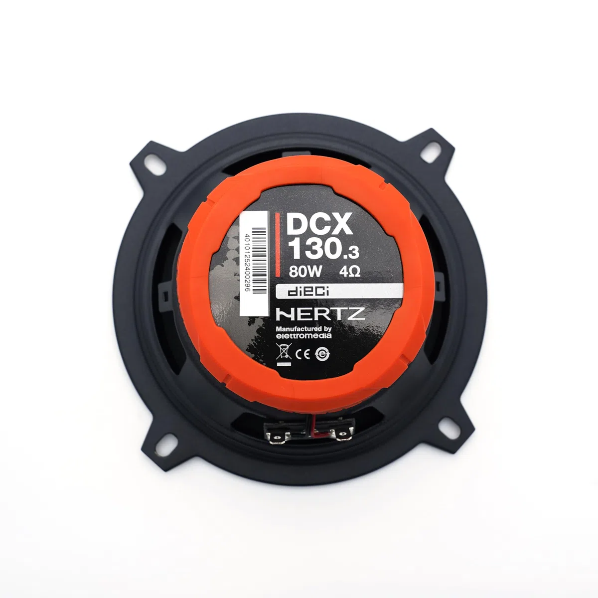 Hertz DCX 130.3 Paire de Haut-parleurs coaxiaux 2 Voies 130 mm, 80 W | papier pressé hydrofuge, tweeter PEI 15 mm, 5 pouces, 40 W RMS, 4 Ohm, 93 dB, 65-21000 Hz, aimant ferrite