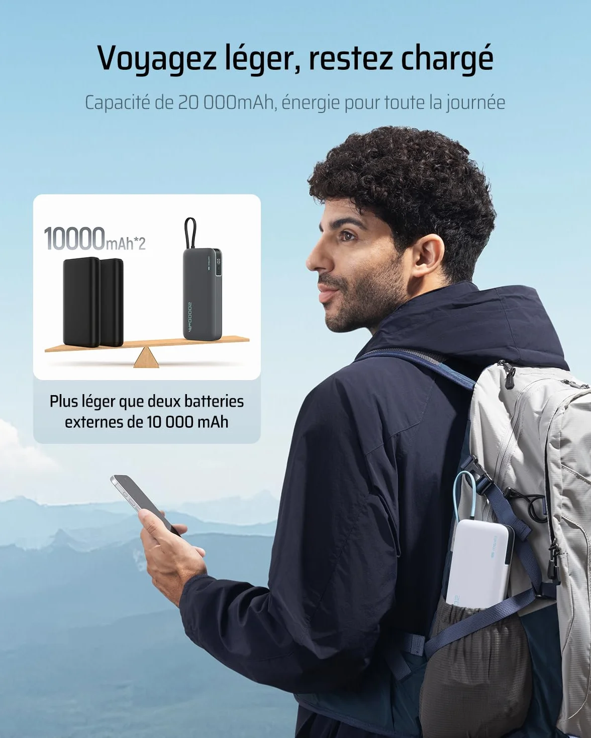 CUKTECH 45W Power Bank 20000mAh Batterie Externe Charge Rapide USB C pour iPhone Samsung Xiaomi
