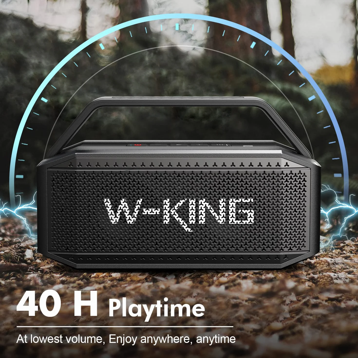 W-KING Enceinte Bluetooth Puissante, 60W(100W Peak) Portable Haut-Parleur Bluetooth étanche Chantier sans Fil, Basses Profondes/Batterie externe/appairage/40H/TF/AUX/EQ, Grand Fête Extérieur Boombox | 108dB Deep Bass, 60W Chantier Portable sans Fil Blueto