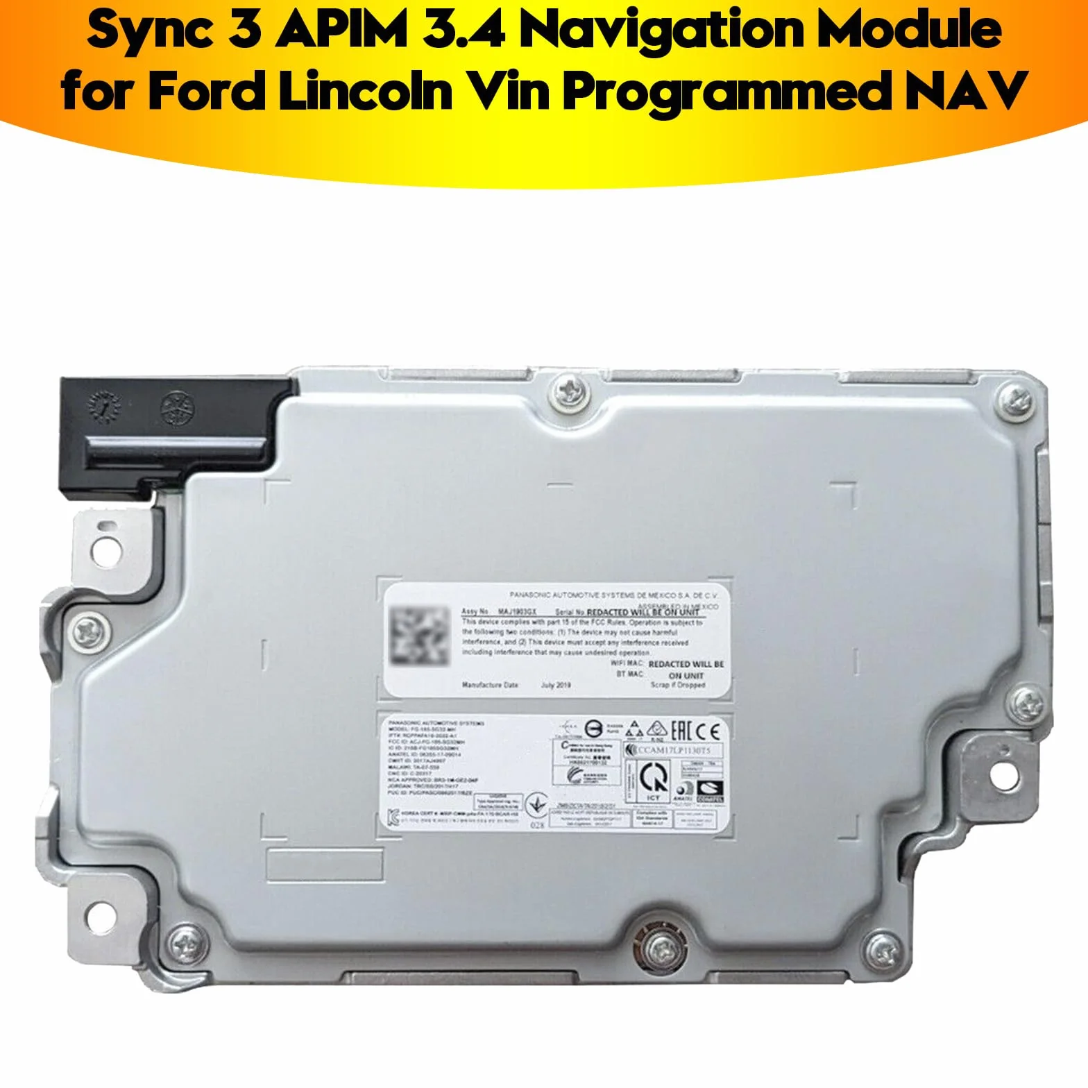 Sync 3 APIM 3.4 Navigation Module Convient pour Ford Lincoln Vin Programmed NAV