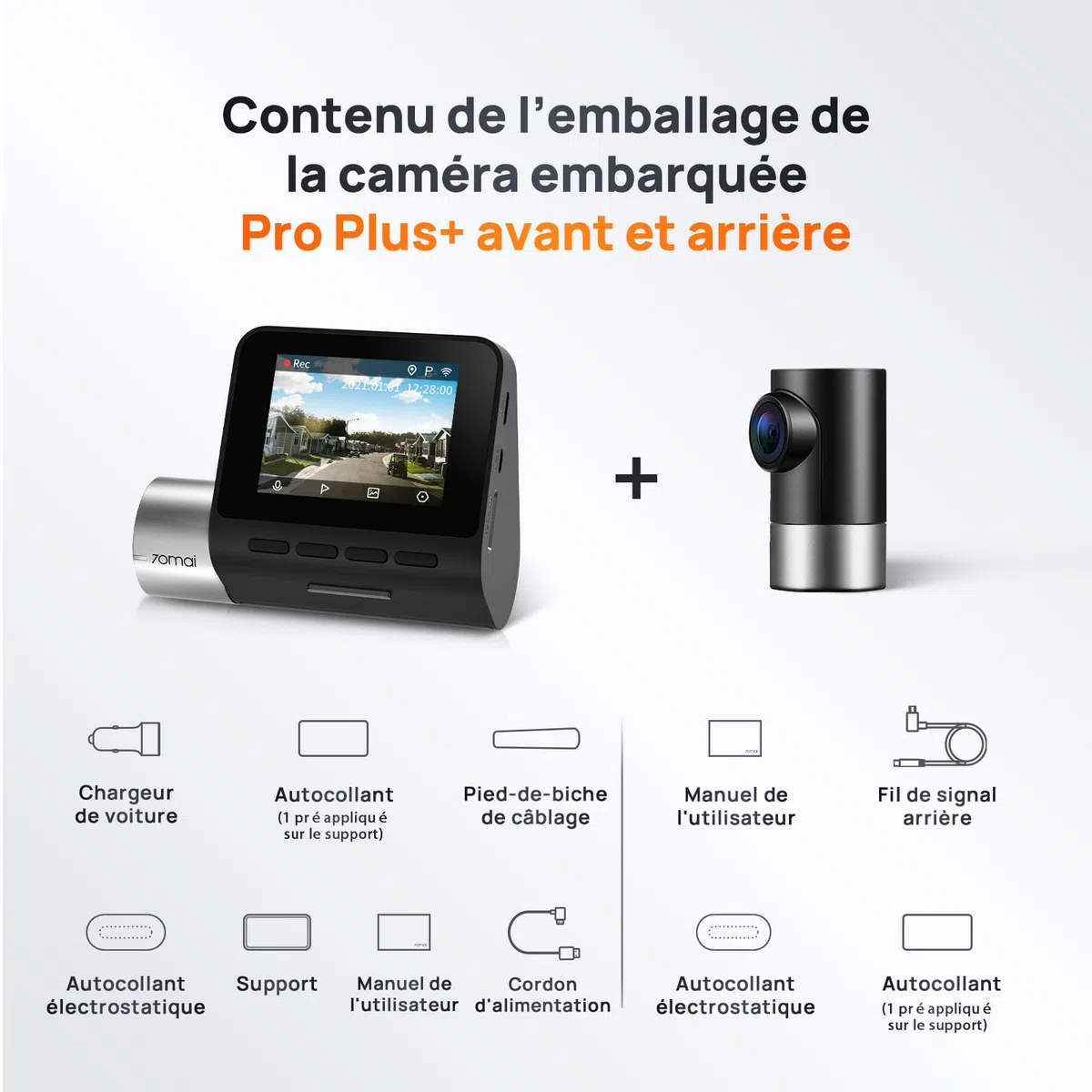 70mai 2.7K Dashcam Voiture Avant Arriere A500S Full HD Dash Cam Camera Voiture 1944P+1080P avec GPS Voiture et WiFi Intégrés, Enregistrement en Boucle, Mode Parking 24H et ADAS, Contrôle Via App