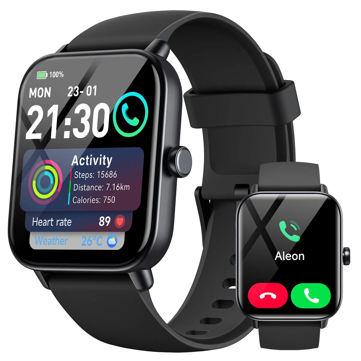 Montre Connectée Homme Femme avec Appel Bluetooth,1,85" Smartwatch avec Moniteur de Fréquence Cardiaque Sommeil,Montre de Sport 120+ Modes Podomètre Fitness Tracker,Montres pour Samsung/Android/iOS