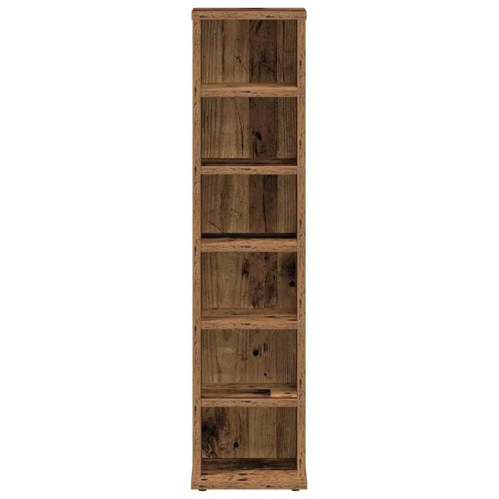 Tomostar Étagère Colonne à CD/DVD, Meuble de Rangement CD et DVD Armoire à CD Étagère Bibliothèque vieux bois 21x20x88 cm bois d'ingénierie