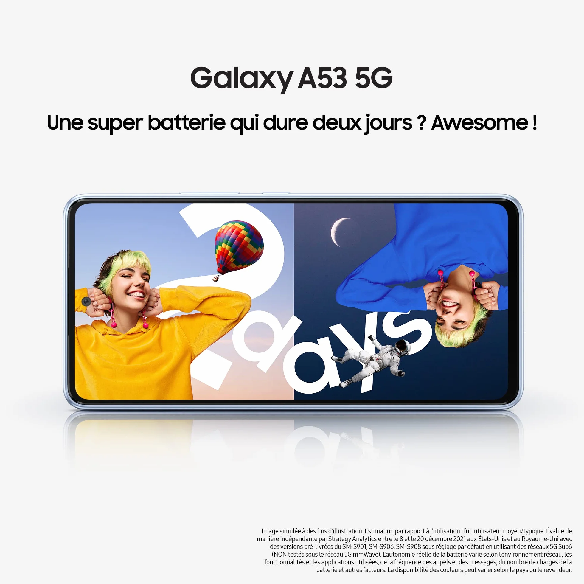 Samsung Galaxy A53 5G, Téléphone mobile 128 GO Noir, Smartphone Android carte SIM non incluse, Version FR