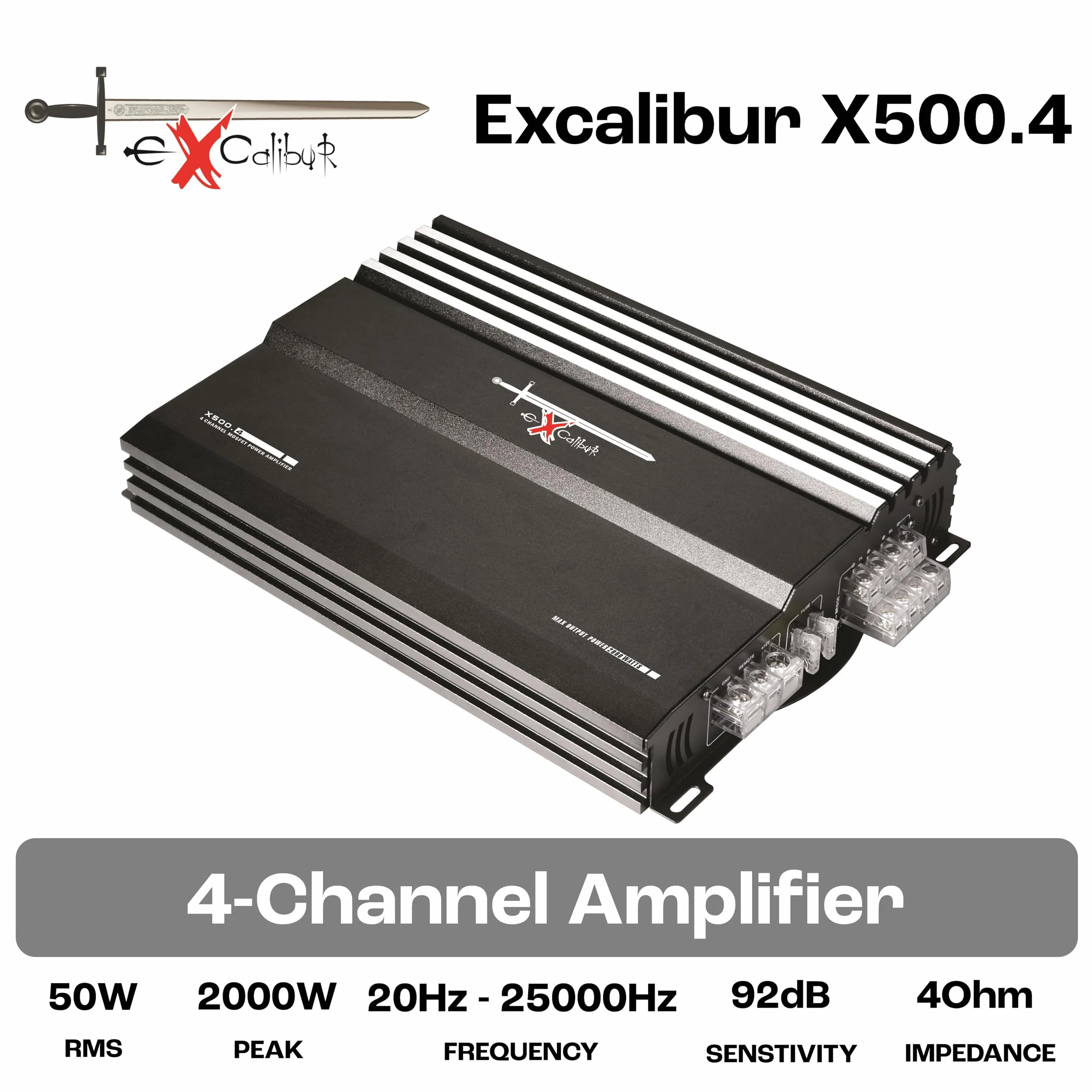 Excalibur Amplificateur de puissance X500.4 (MOSFET, 4 canaux, 2000 W)