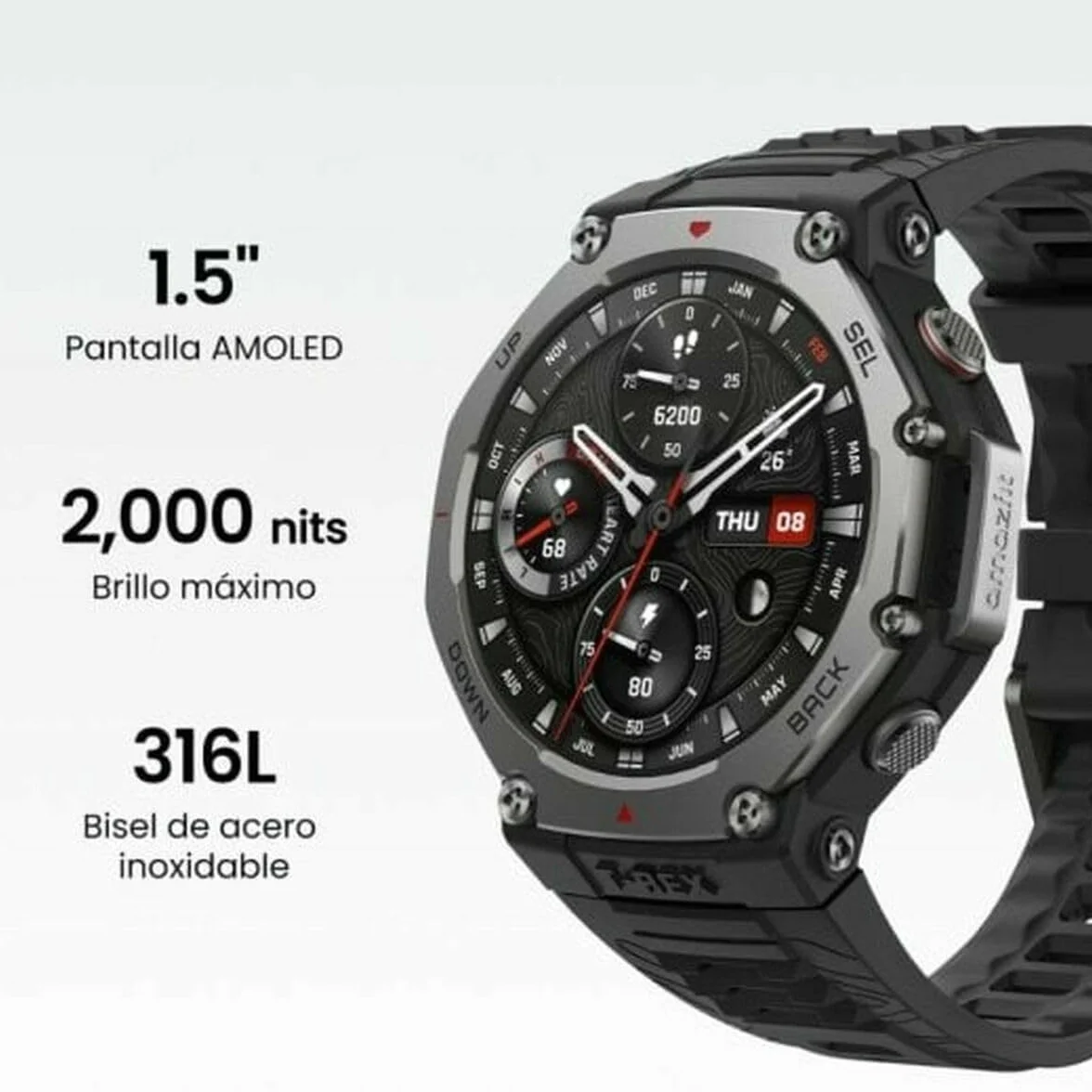 Amazfit T-Rex 3 Outdoor Smartwatch 48mm Écran AMOLED, Cartes et Navigation Hors Ligne, GPS Double Bande à 6 Systèmes Satellites, Autonomie de 27 Jours, Paiement NFC, 170 Modes Sportifs pour Aventure