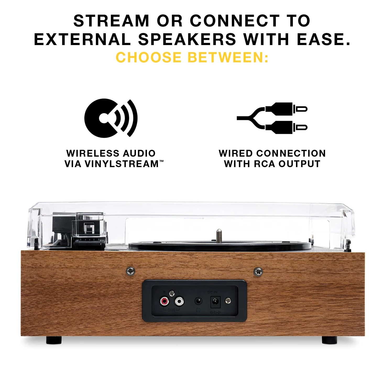 Victrola Eastwood II Tourne-Disque Finition chêne avec Haut-parleurs, Bluetooth 5.1 et Technologie Vinyl Stream, Lecteur Vinyle à 3 Vitesses, Cartouche Audio Technica AT-3600LA