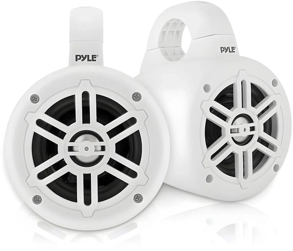 Pyle Haut-Parleurs Marins 10 cm Étanches, 300W, Kit Audio Bateau, Système Stéréo Extérieur Résistant Intempéries, Enceintes Doubles, Blanc