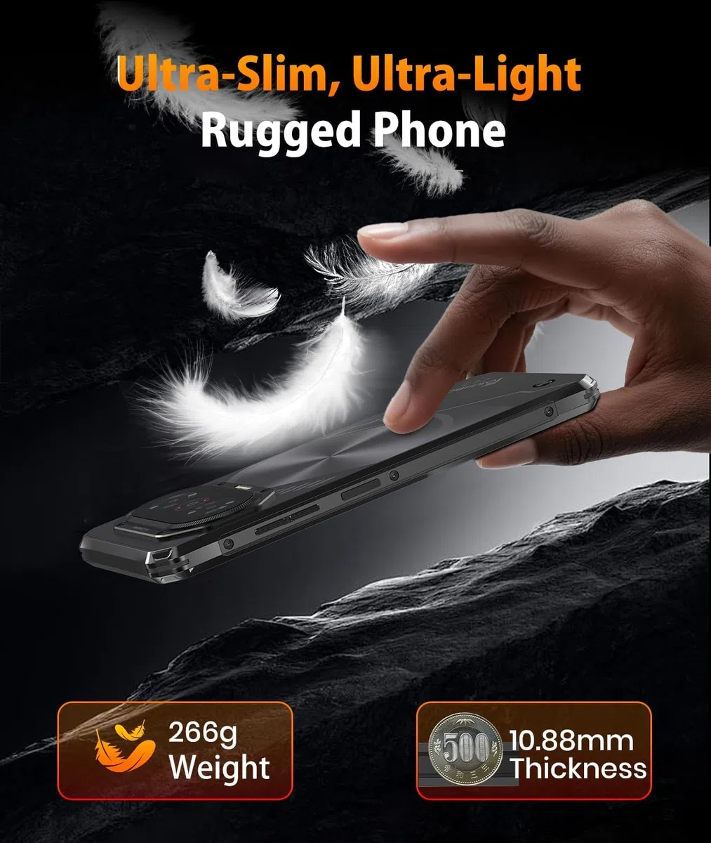 FOSSiBOT F114-28GO+256GO/2To+ écran 120 Hz Telephone Incassable Android 15 6.67''Gorilla Glass, 10.8mm Smartphone incassable léger, 50MP AI Caméra,5000mAh Telephone Portable, IP68/IP69K/NFC/4G | 10,8 mm/216 g léger