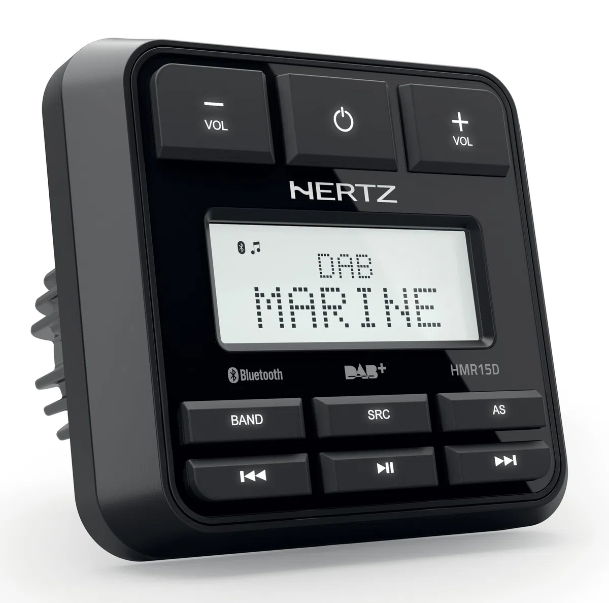 Hertz HMR 15 D Source Audio Marine IP66 avec Dab+, Bluetooth 5.0, Port USB et Châssis Étanche pour Environnements Nautiques, Dimensions 12,6 x 11,4 x 9,7 cm, Noir