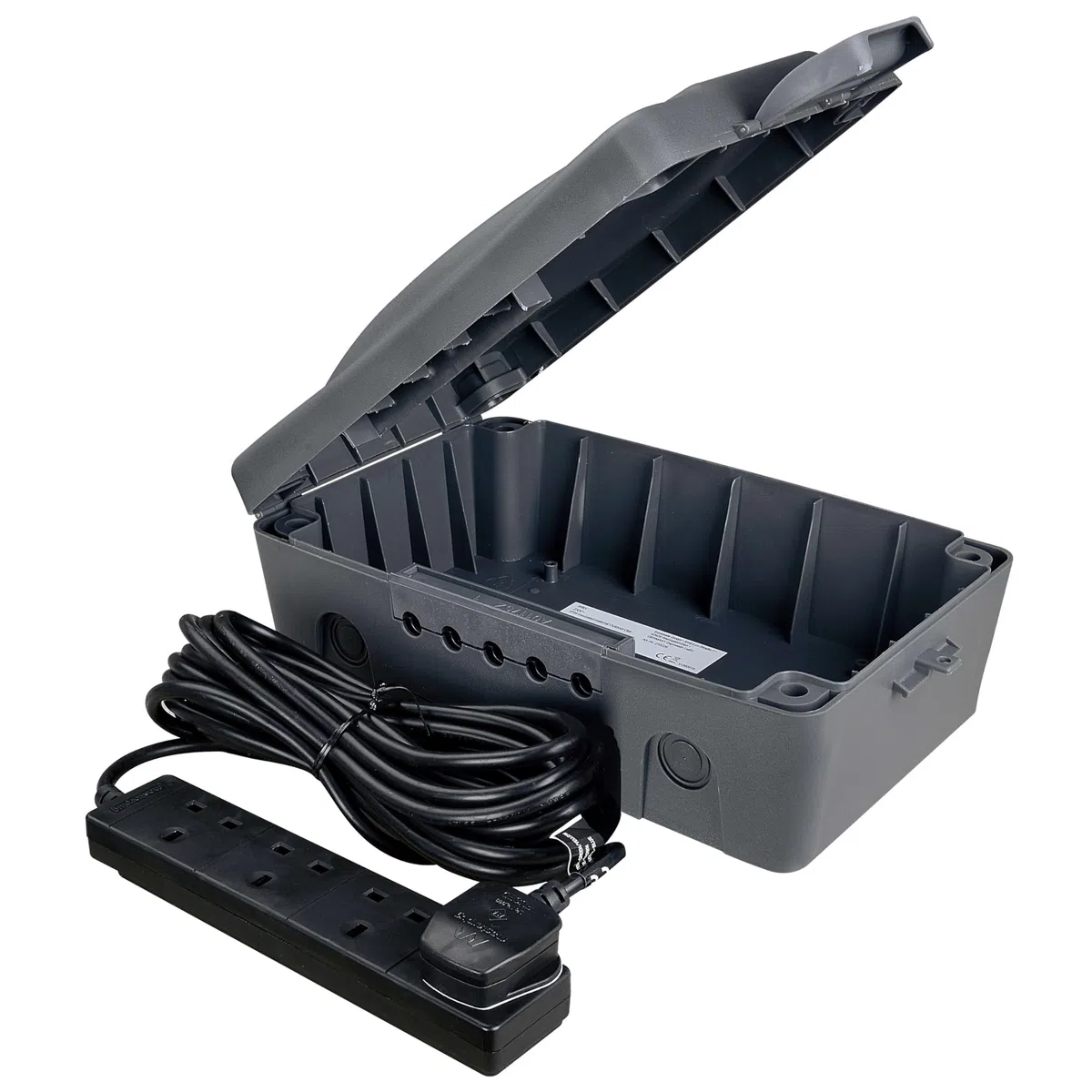 Masterplug WBXBFG10B-MP Boîtier électrique résistant aux intempéries pour extérieur avec rallonge 4 prises de 10 m Gris foncé 351 x 220 x 126,5 mm