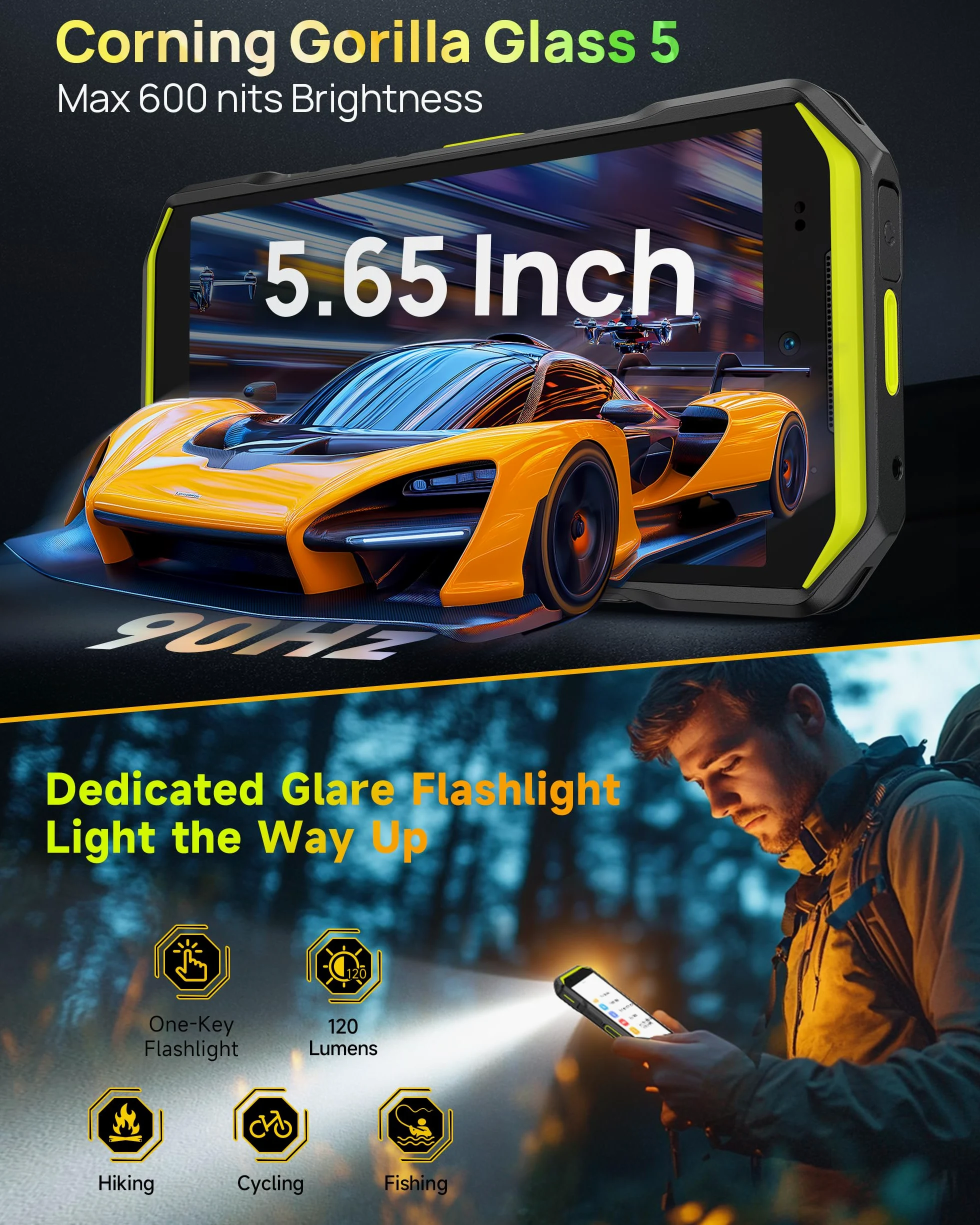 Ulefone Armor X32 Pro Téléphone Portable Incassable 5G, 16Go+256Go/SD-2TB Android 15 Smartphone 5500mAh 64MP+16MP+25MP Vision Nocturne, 5,65" 3-Slots/Flashlight/Face ID/Fingerprint/GPS/OTG/NFC Orange