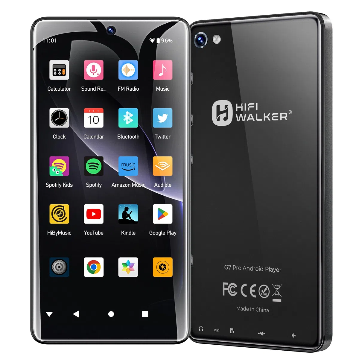 HIFI WALKER G7 Pro Baladeur MP3 Android 13 avec WiFi et Bluetooth, Écran Tactile HD 5,2", 3 Go RAM 32 Go,Stockage Extensible