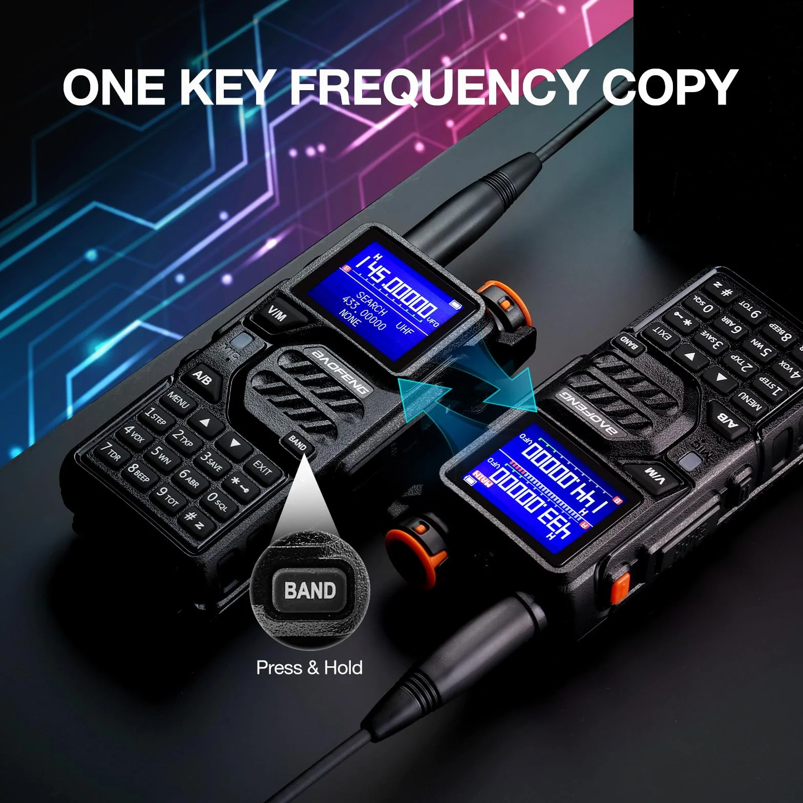 BAOFENG K5PLUS Radio Amateur tri-Bande Longue portée, UHF VHF 1,25 M Radio bidirectionnelle portative 10 W Tri-Power avec Bande aérienne, Batterie 2500 mAh, 999 canaux, Copie de fréquence, brouillage