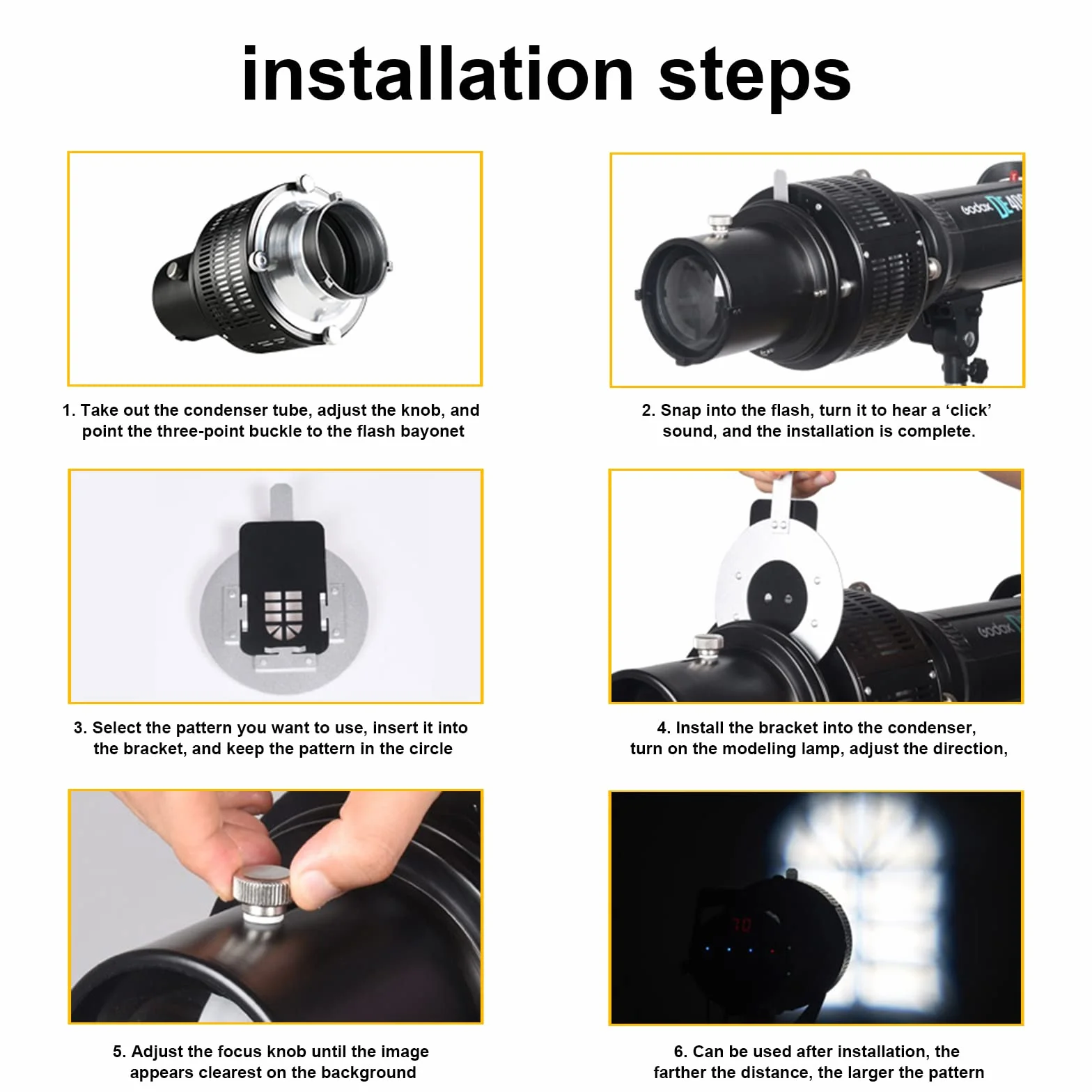 Soonpho Snoot Optique Conique avec Support Bowens pour Photographie, Alliage d'aluminium GOBO Projecteur Bowens avec 5 filtres de Couleur 10 Gobos pour Monolight LED Lumière Spotlight Flash de Studio