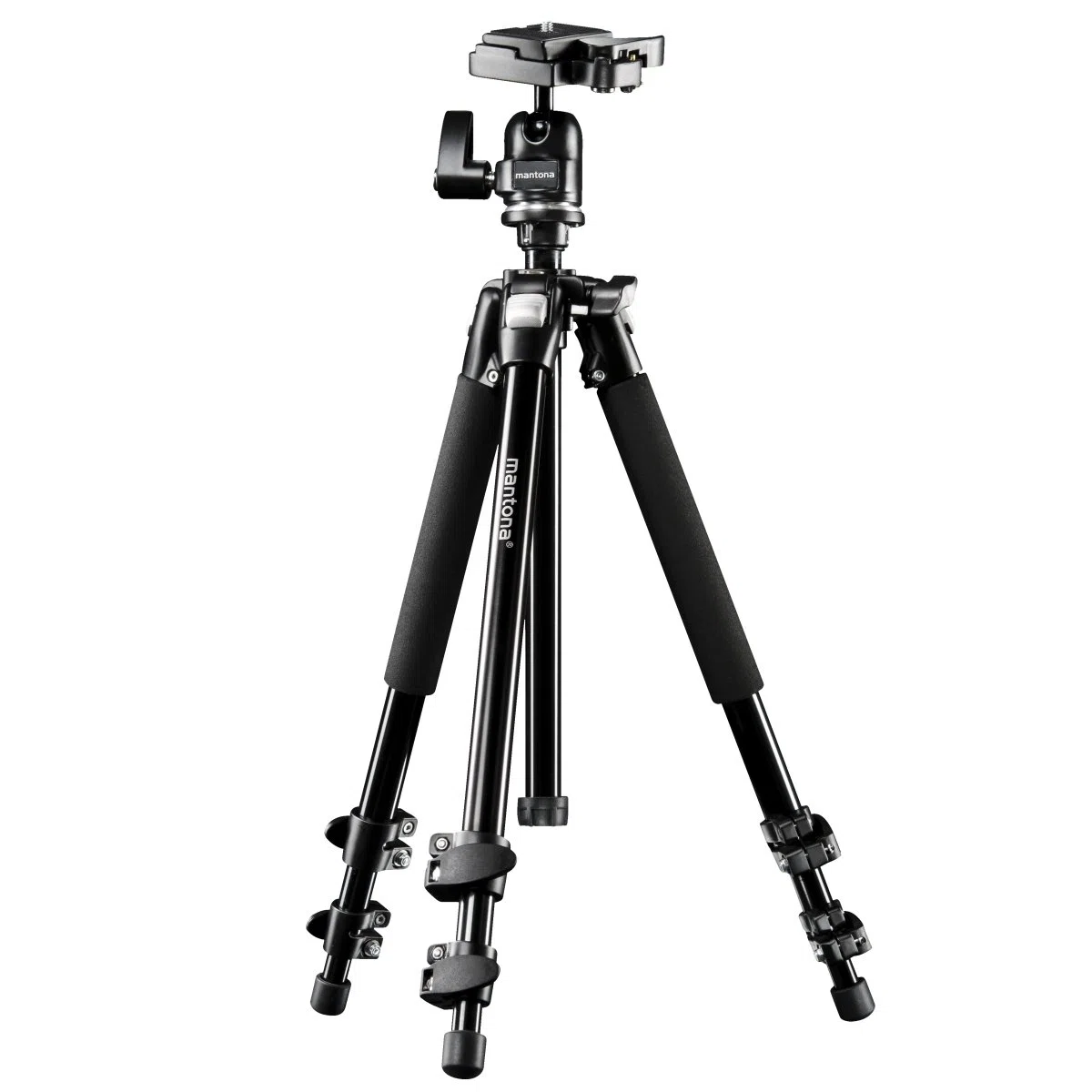 Mantona Scout Trépied Max, 157 cm (incl. rotule avec plateau de fixation rapide, niveau à bulle intégré, capacité de charge env. 6 kg)